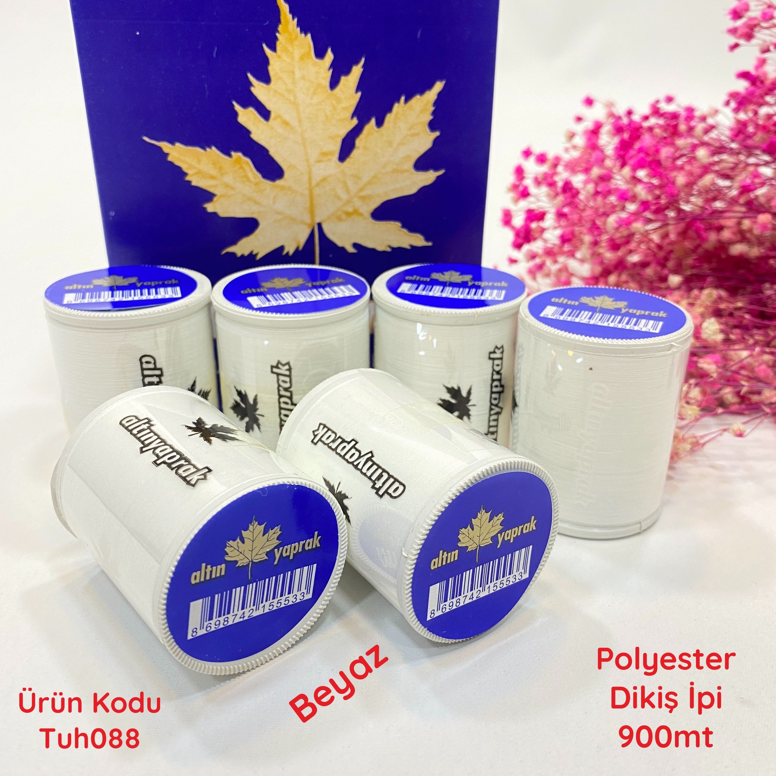 S-050 Altınyaprak Polyester Dikiş İpi 900mt Beyaz