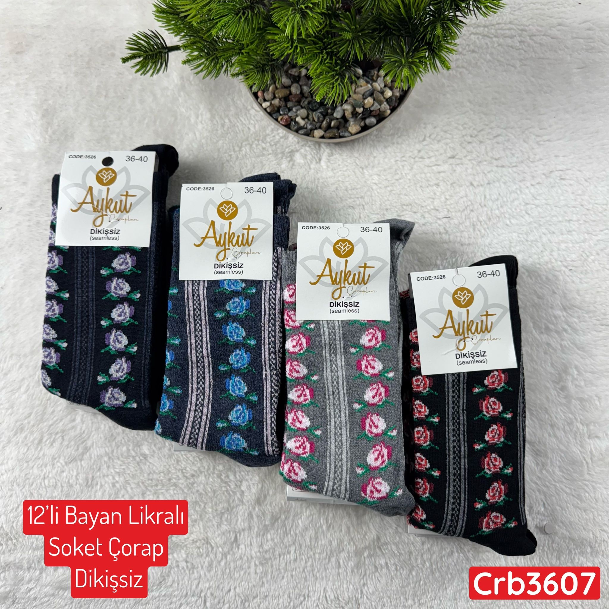 ZV-222 Bayan Likralı Soket Çorap (Dikişsiz) 12 ADET