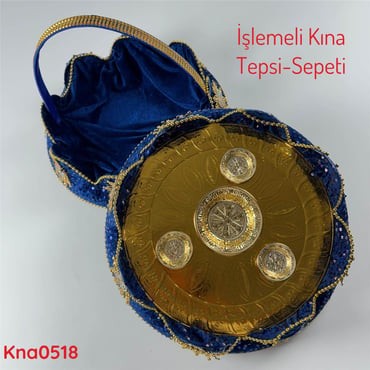 ZV-087 İşlemeli Kına Tepsi&Sepeti