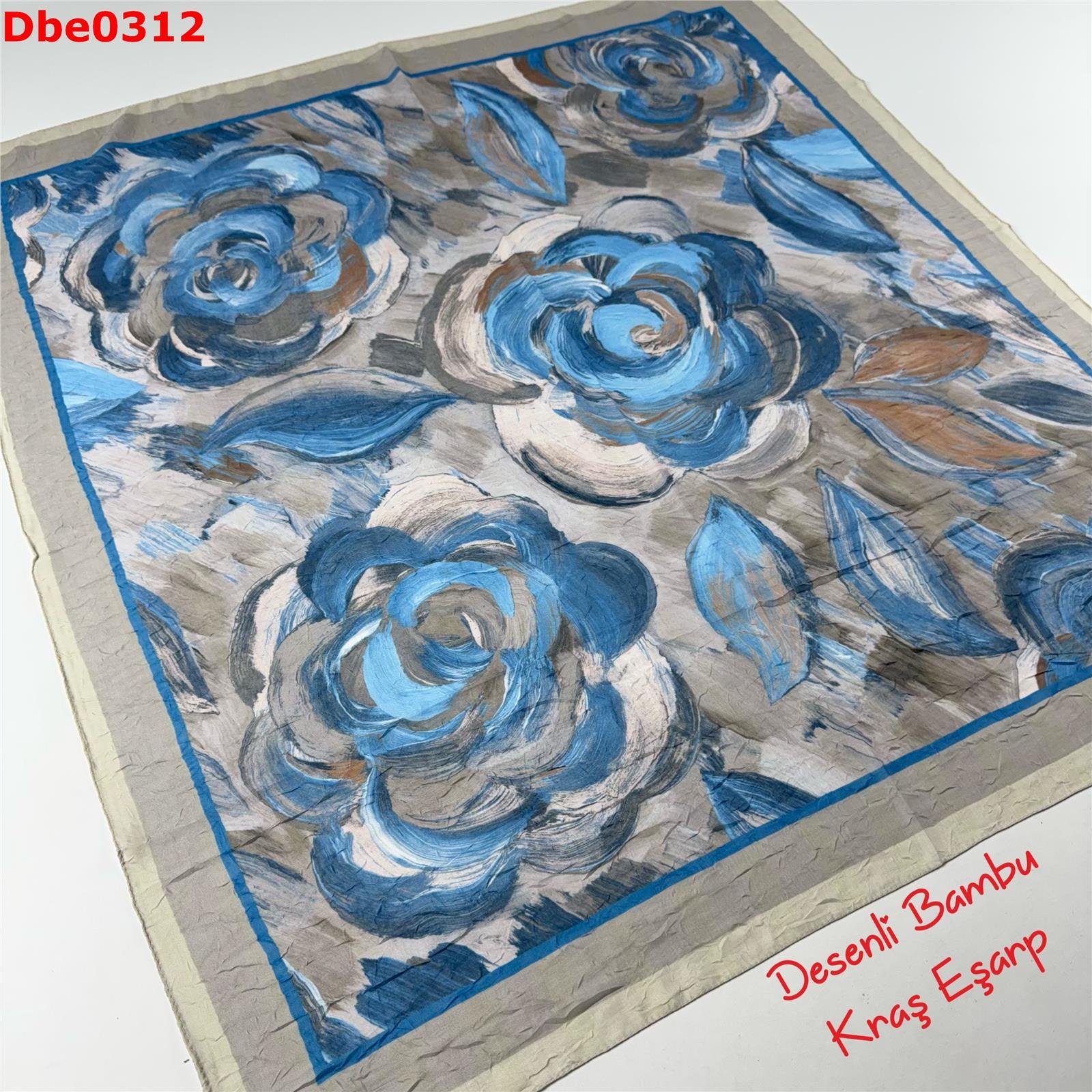 R-085 Desenli Bambu Kraş Eşarp