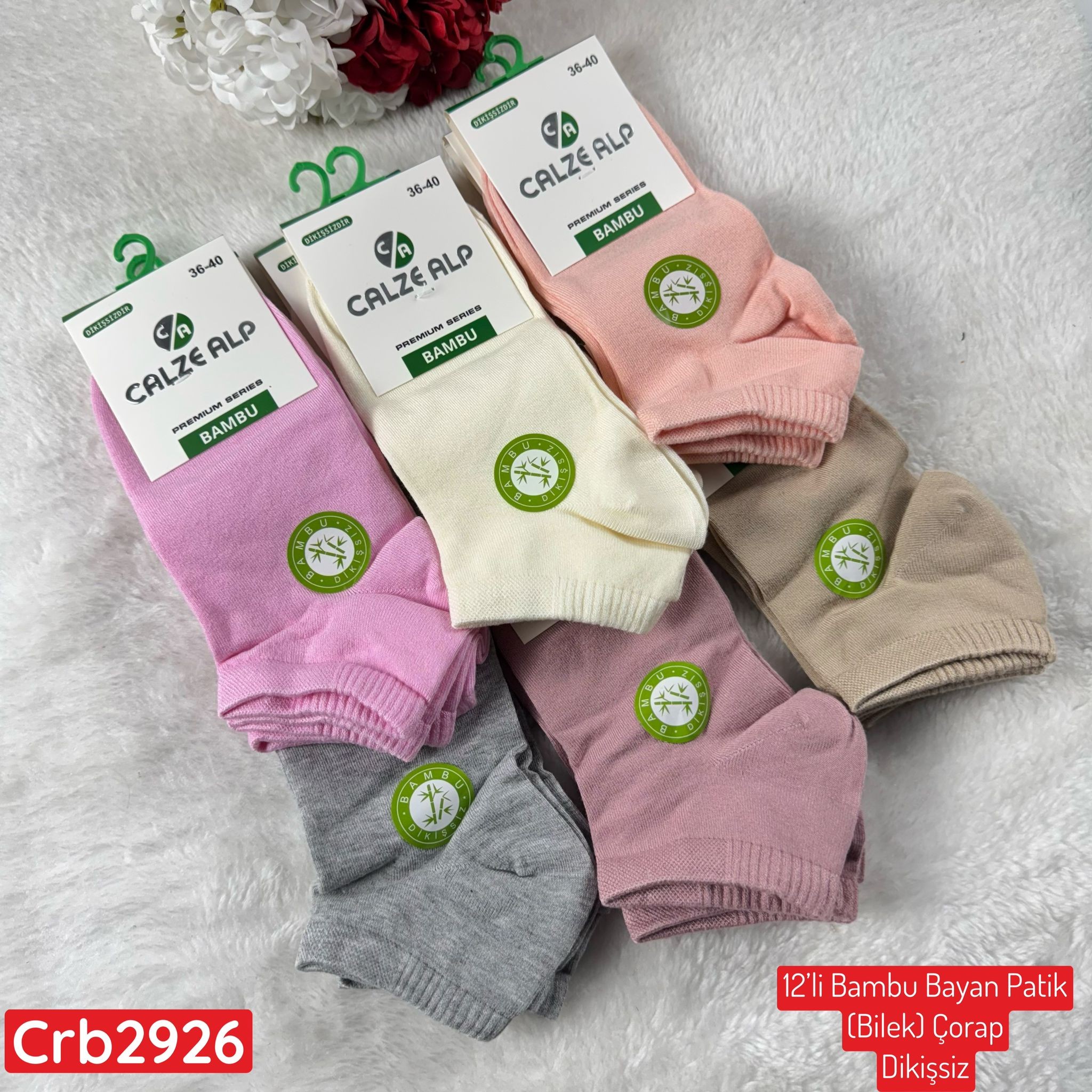 ZV-271 Bambu Bayan Patik(Bilek) Çorap (Dikişsiz) 12 ADET