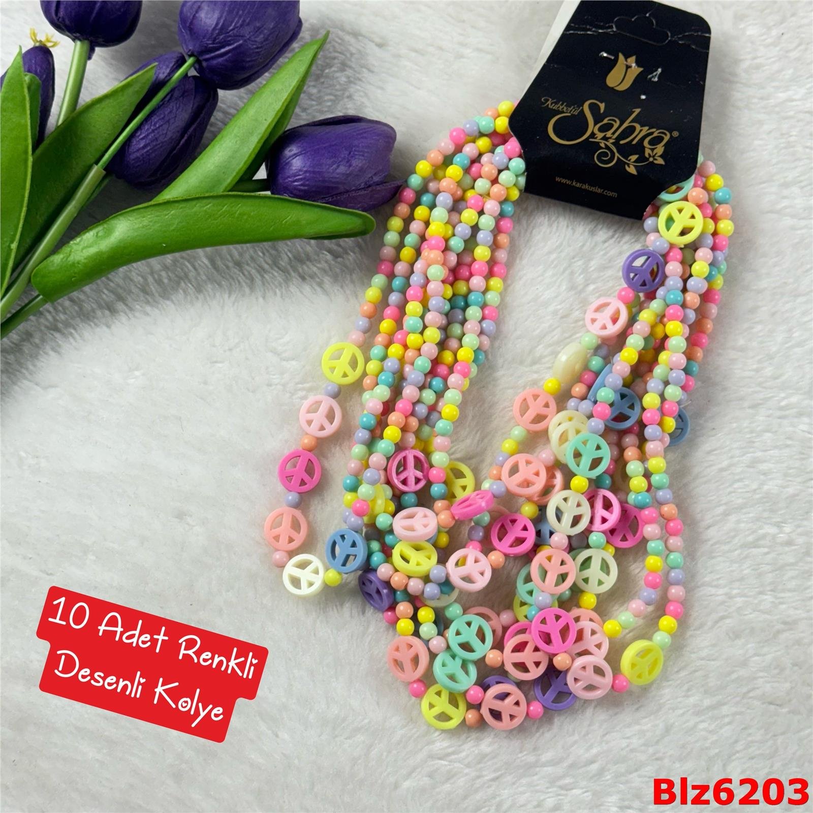 ZE-013 10 Adet Renkli Desenli Kolye