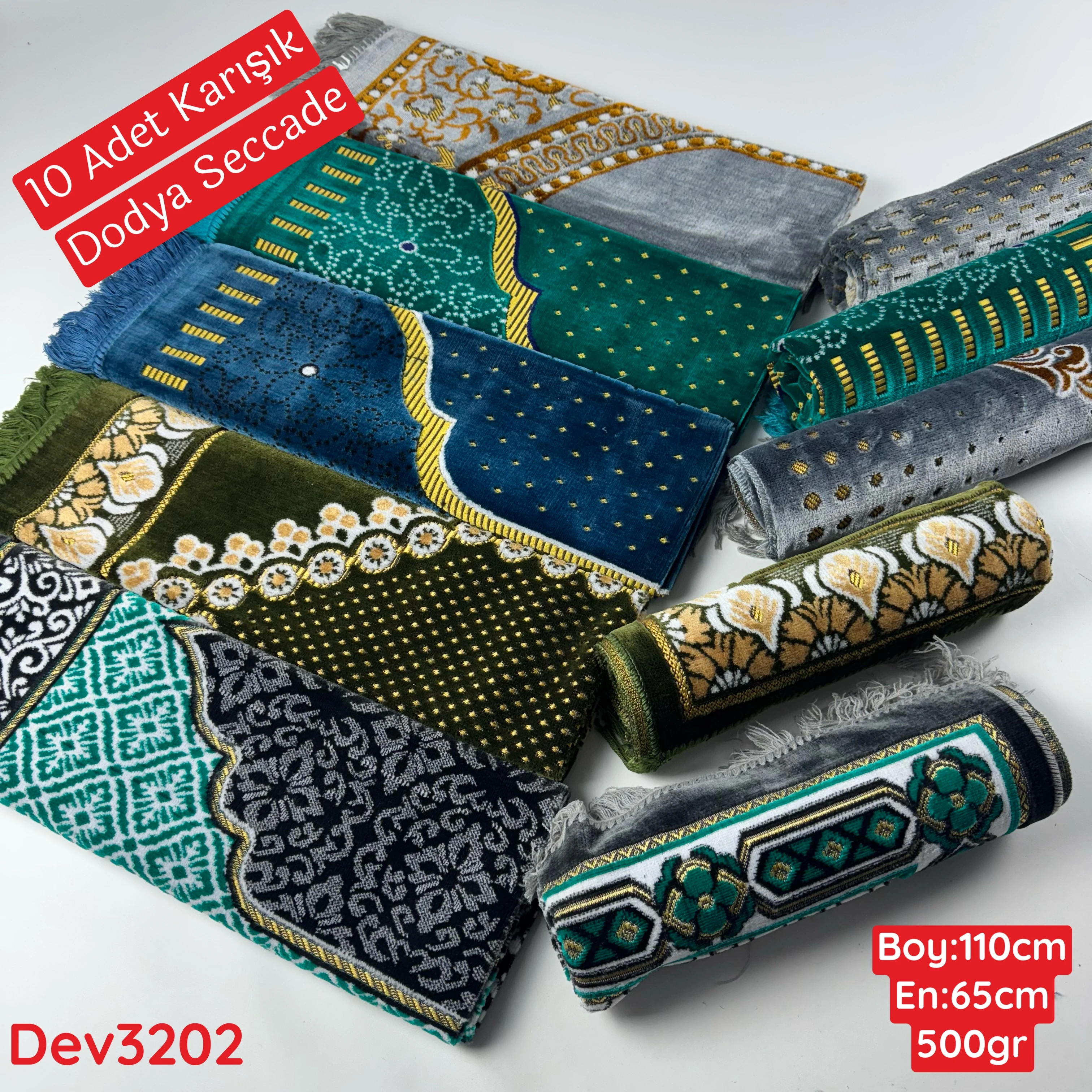 10 ADET KARIŞIK KADİFE DODYA SECCADE