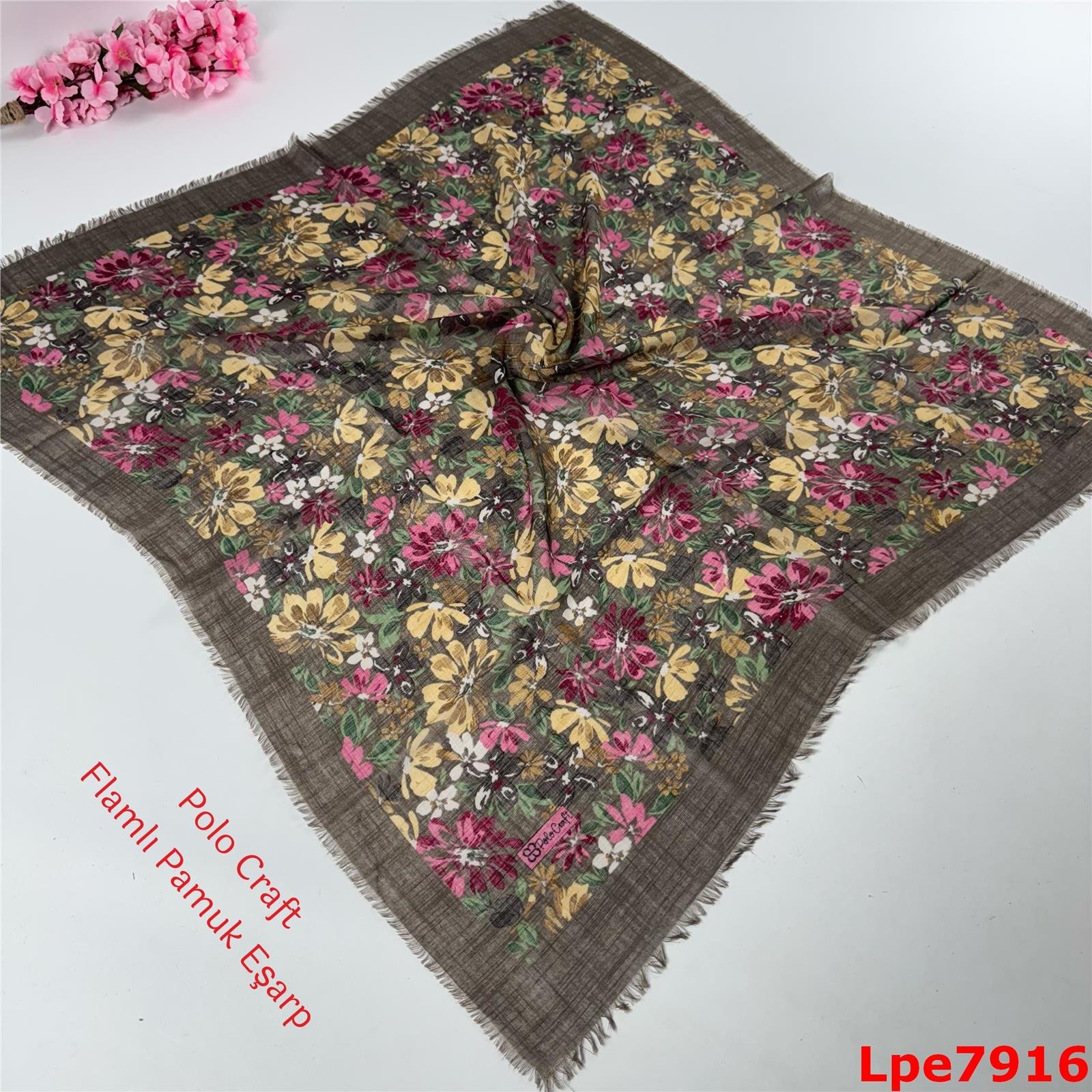 N-153 Polo Craft Flamlı Pamuk Eşarp