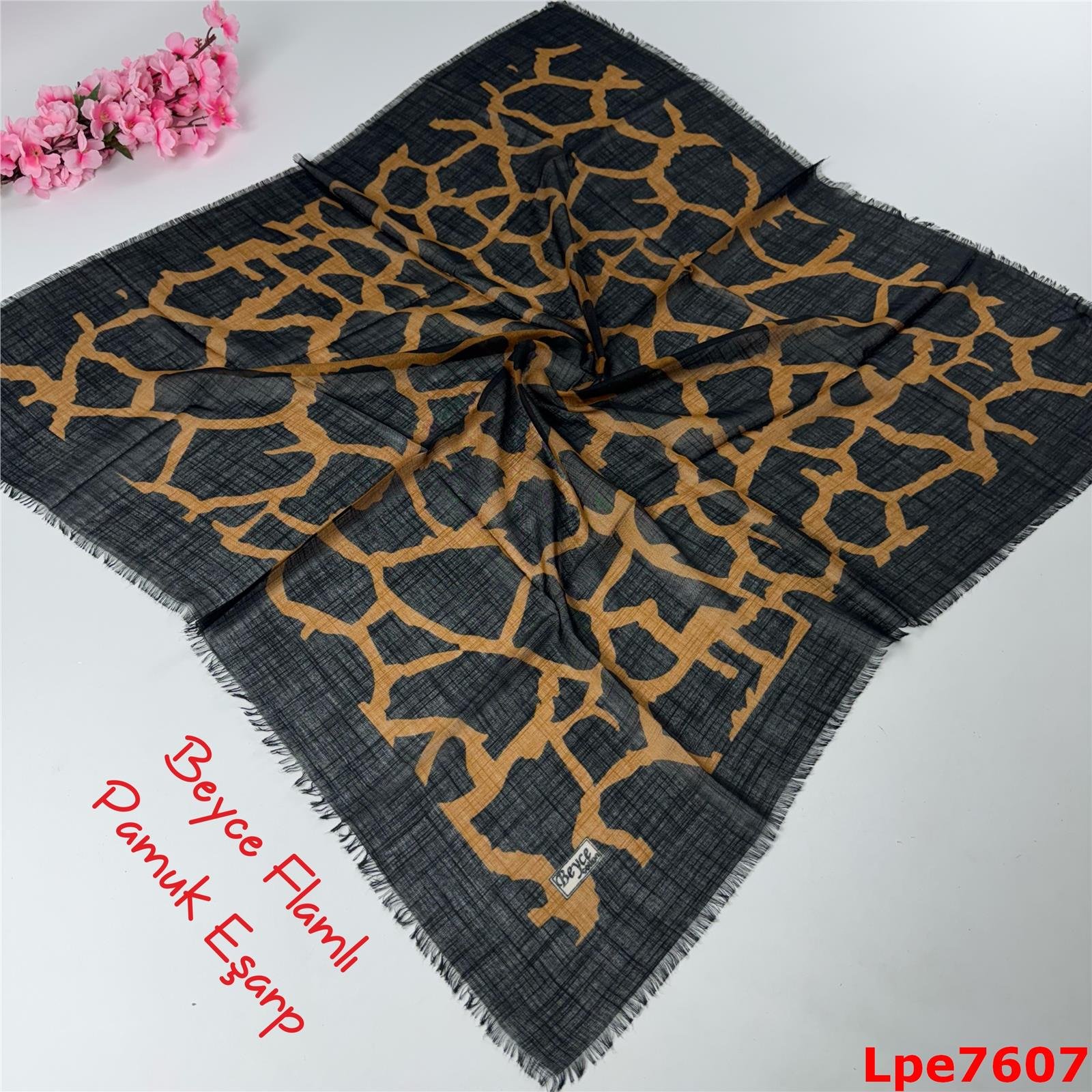 N-014 Beyce Flamlı Pamuk Eşarp