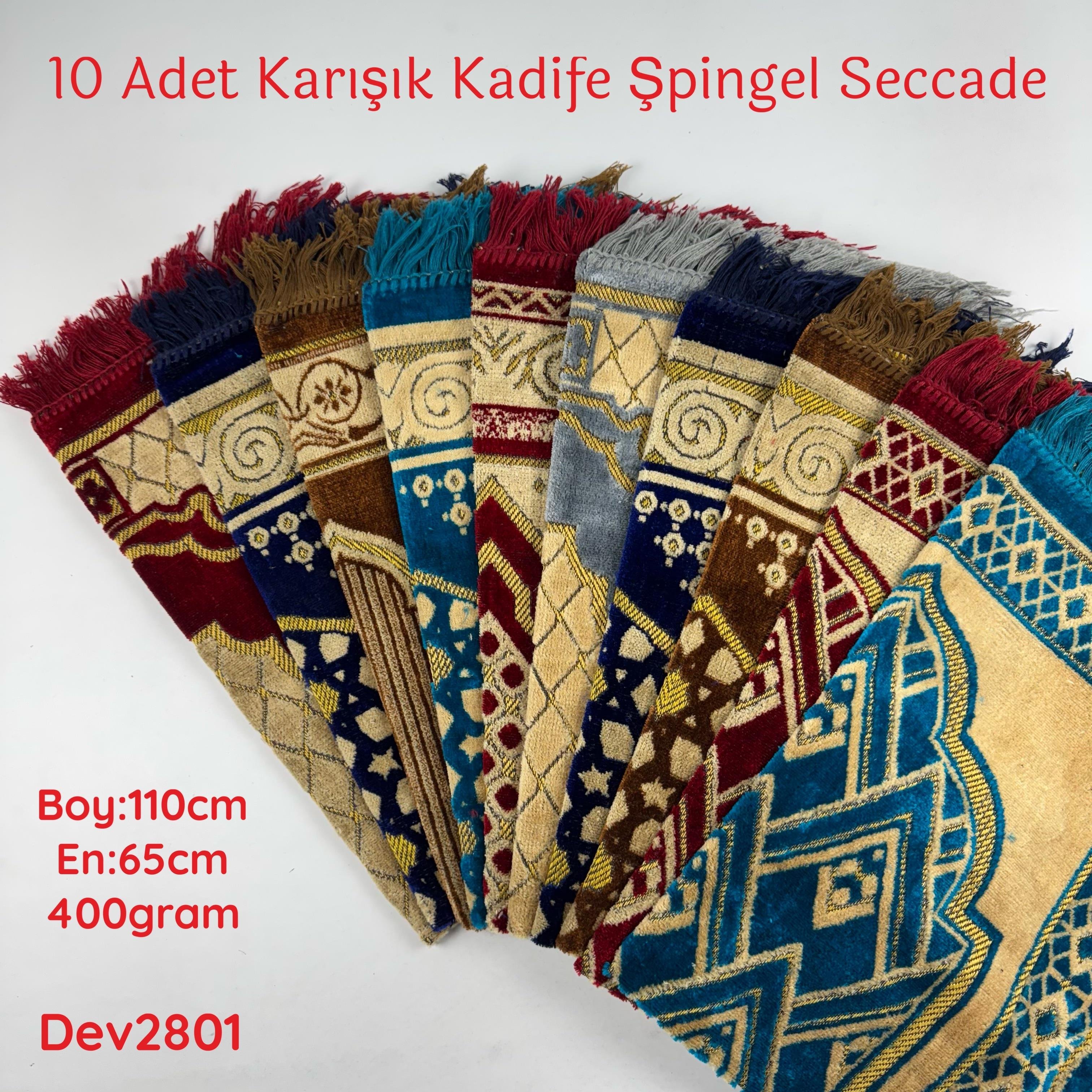 10 ADET KARIŞIK KADİFE ŞPİNGEL SECCADE