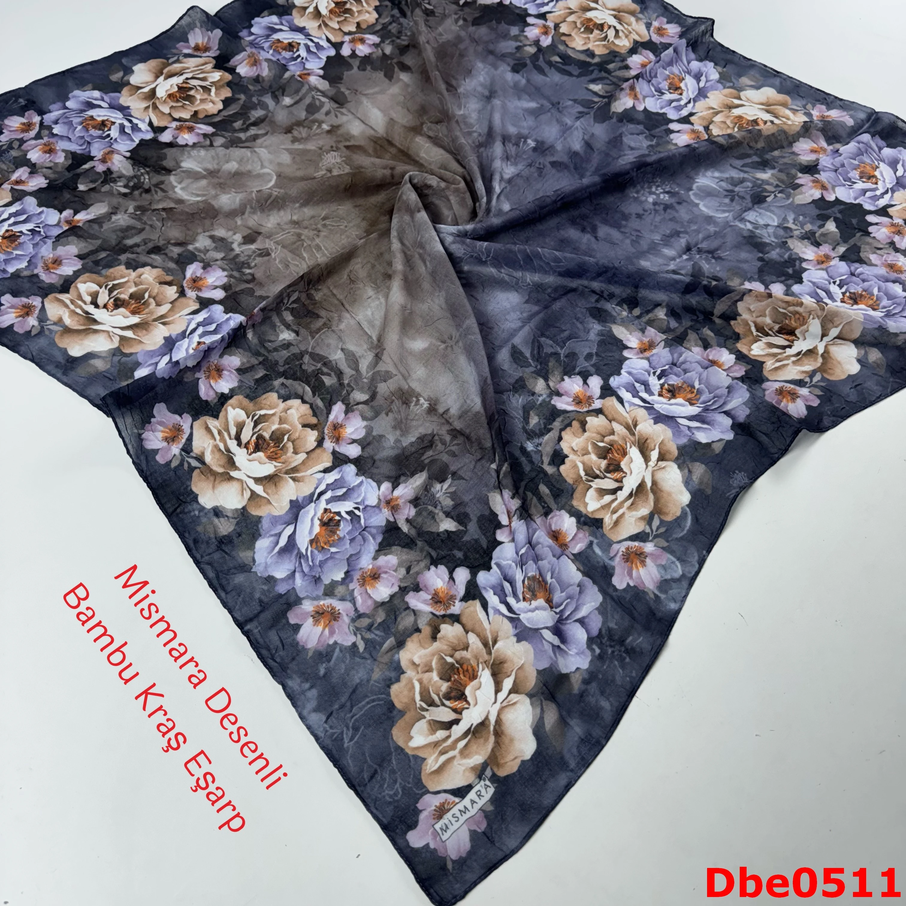 P-032 Mismara Desenli Bambu Kraş Eşarp