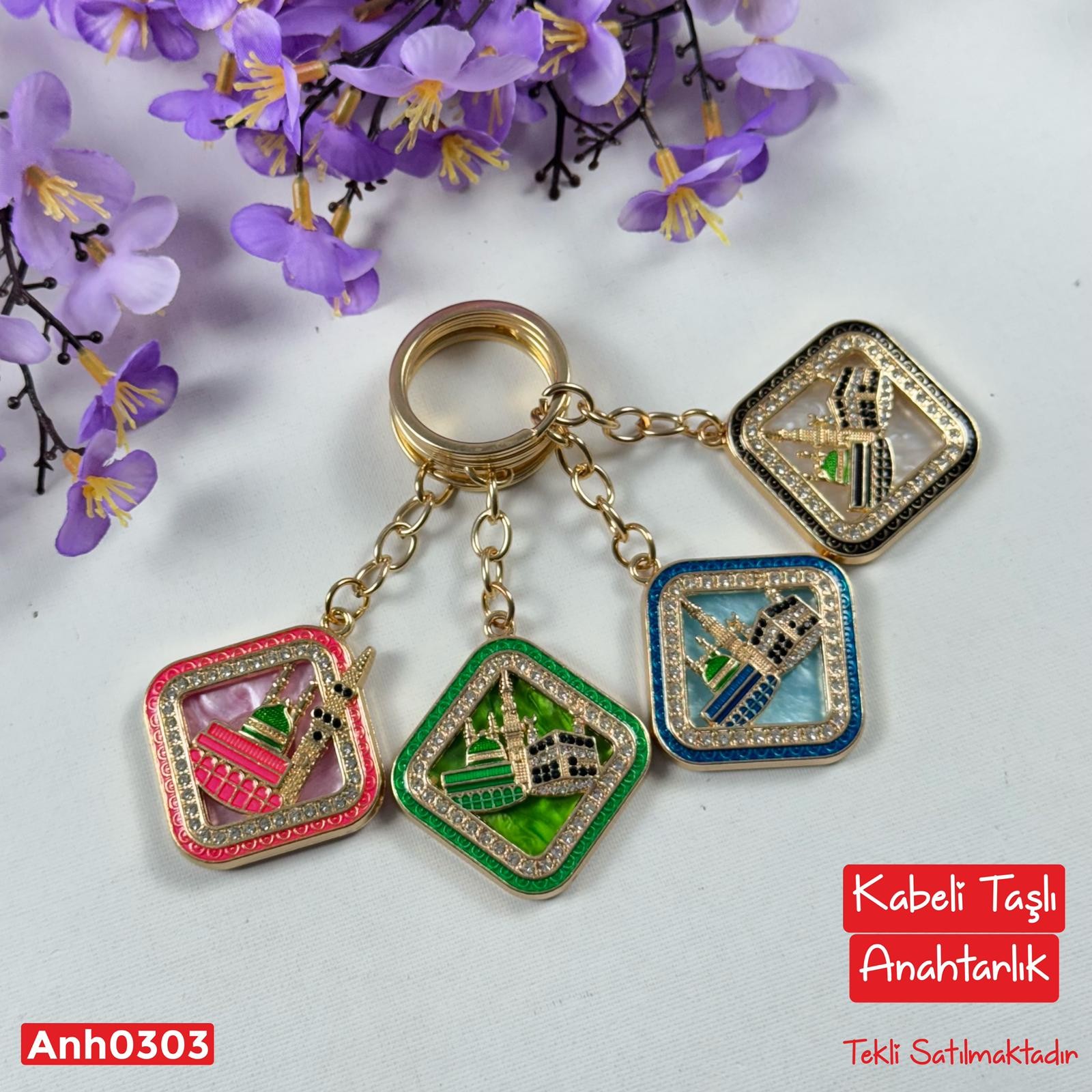 ZD-126 Kabeli Renkli Taşlı Anahtarlık