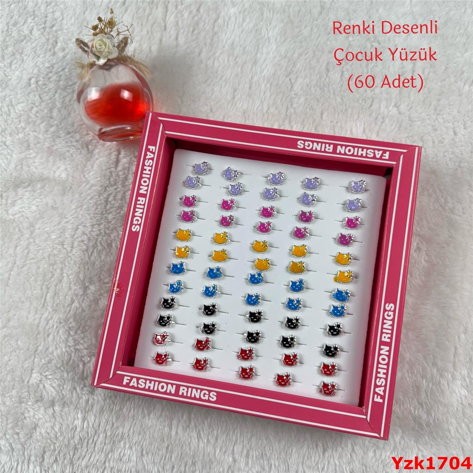 ZN-123 Renkli Desenli Çocuk Yüzük (60 Adet)