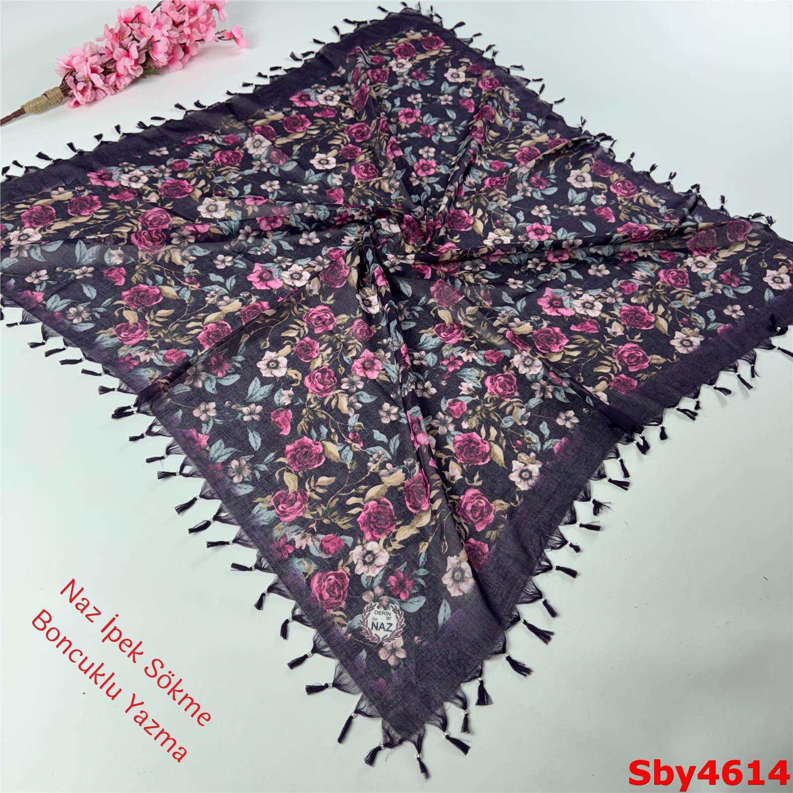 L-224 Naz İpek Sökme Boncuklu Yazma