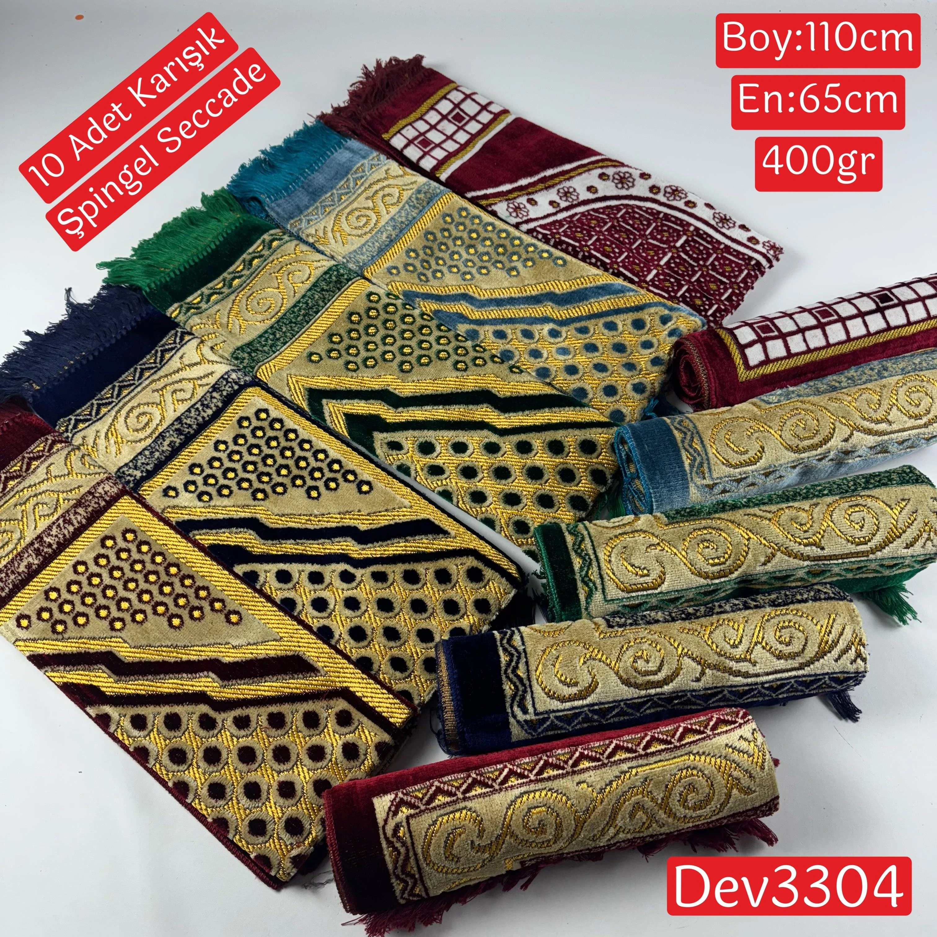 10 ADET KARIŞIK KADİFE ŞPİNGEL SECCADE