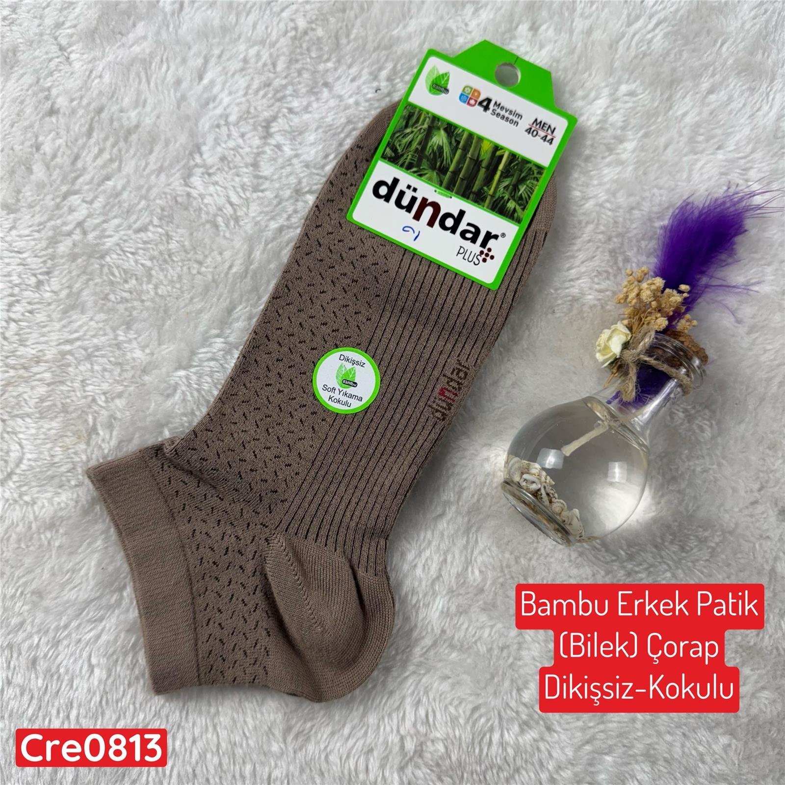 H-010 DÜNDAR Bambu Erkek Patik(Bilek) Çorap(Dikişsiz Parfümlü)