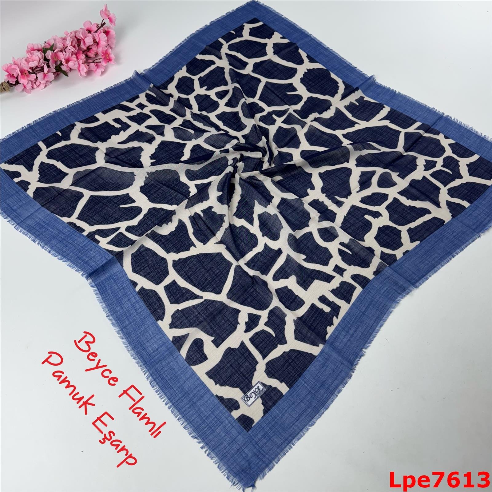 N-023 Beyce Flamlı Pamuk Eşarp