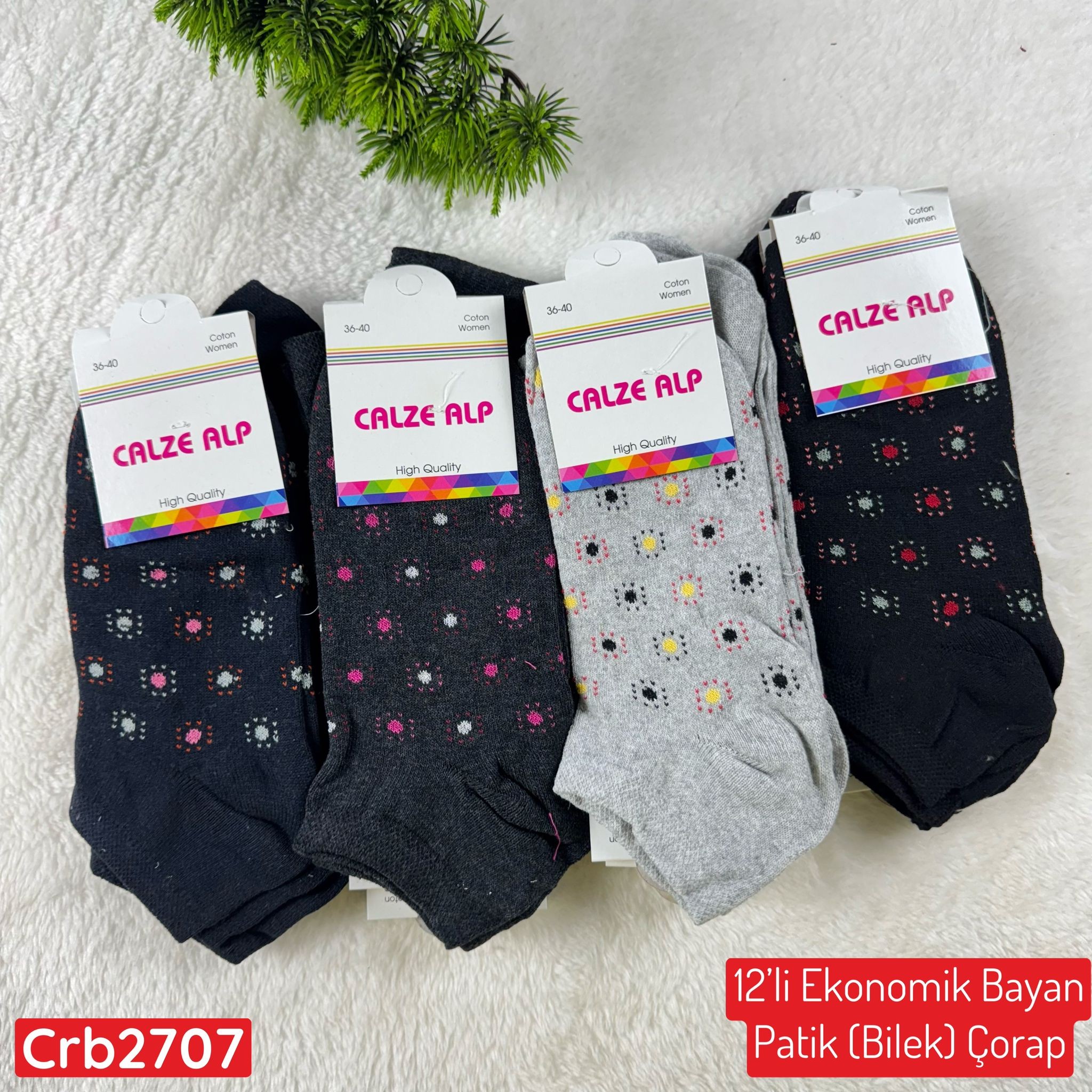 ZV-240 Ekonomik Bayan Patik(Bilek) Çorap 12 ADET