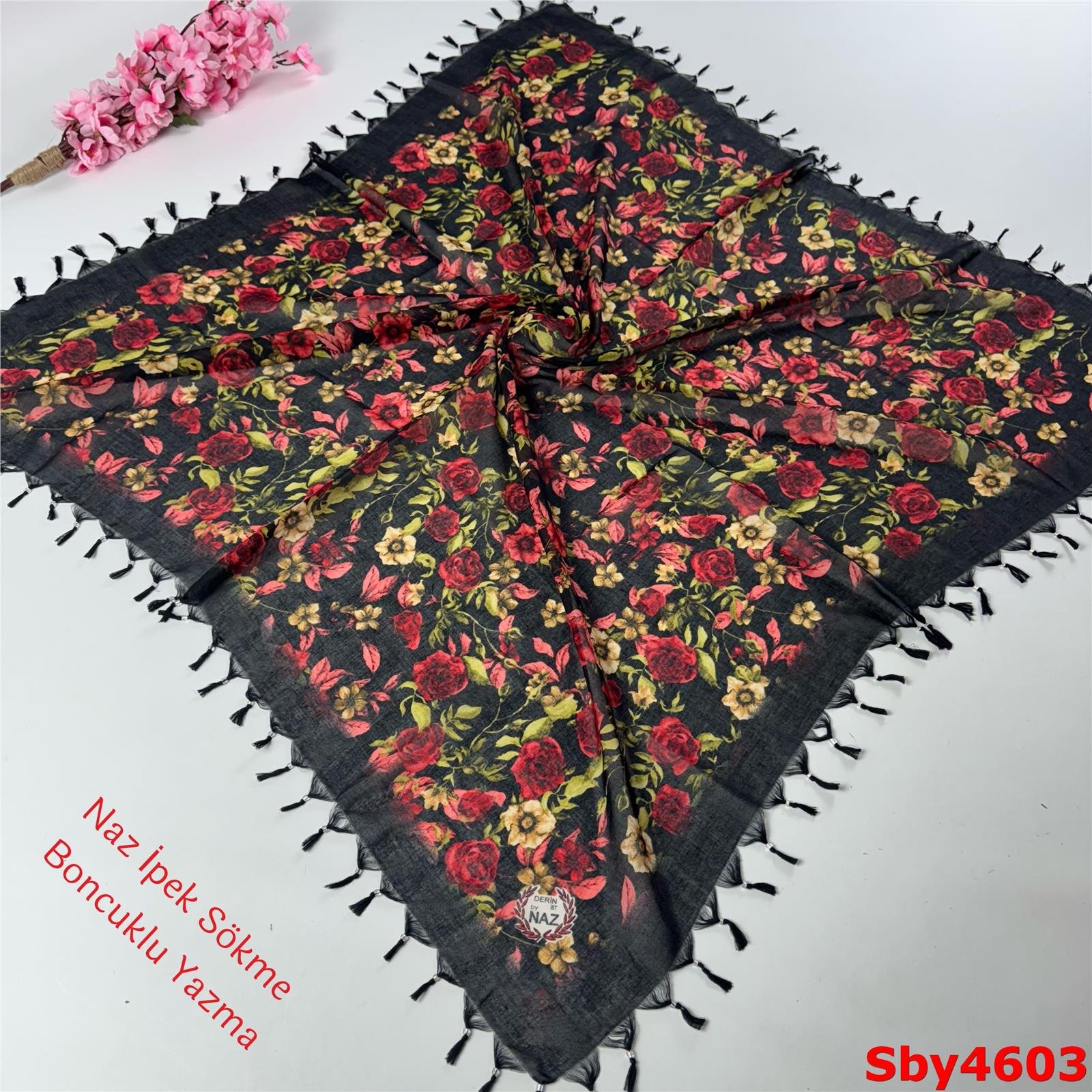 L-170 Naz İpek Sökme Boncuklu Yazma