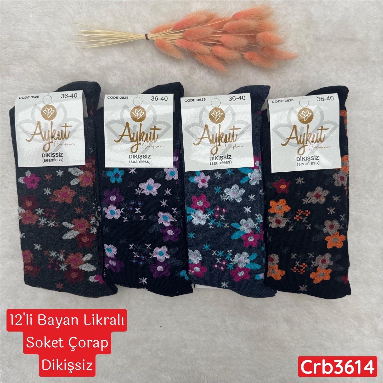 ZV-092 Bayan Likralı Soket Çorap (Dikişsiz) 12 ADET