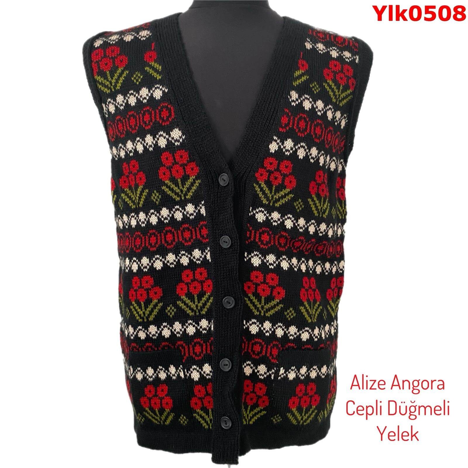 U-399  Alize Angora Cepli Düğmeli Yelek