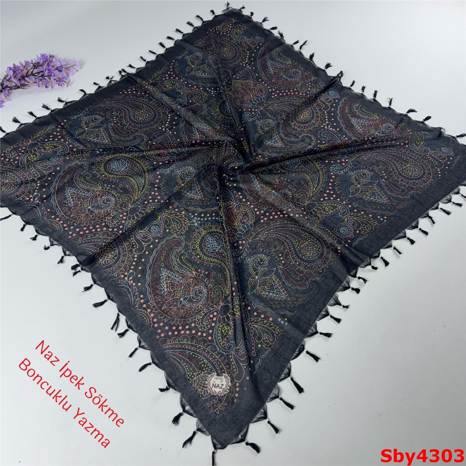 L-149 Naz İpek Sökme Boncuklu Yazma