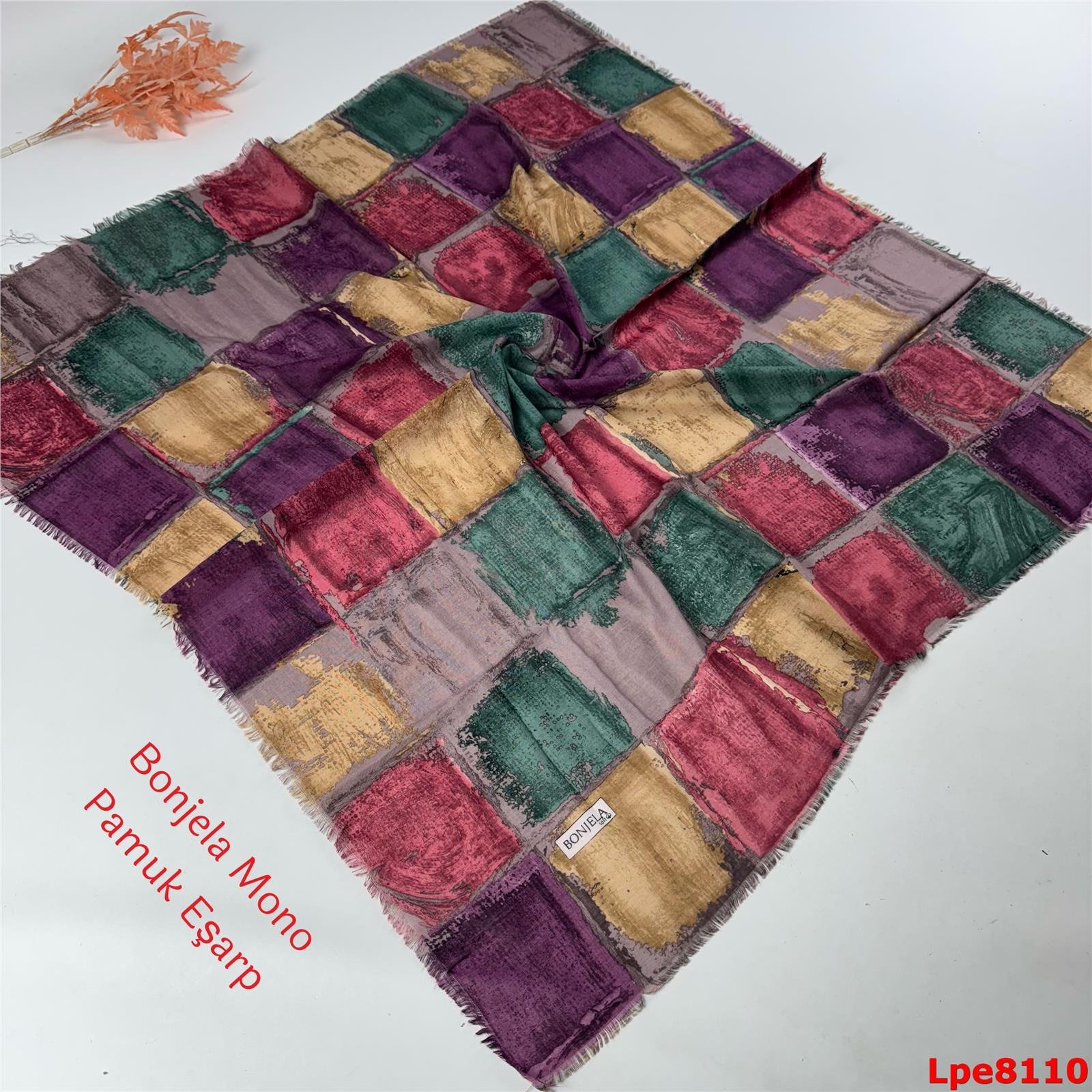 N-040 Bonjela Mono Pamuk Eşarp