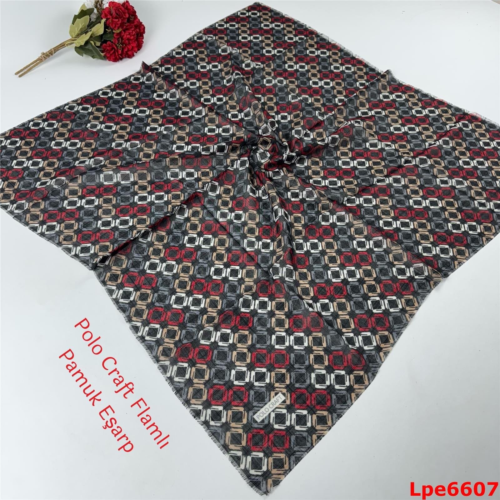 N-091 Polo Craft Flamlı Pamuk Eşarp
