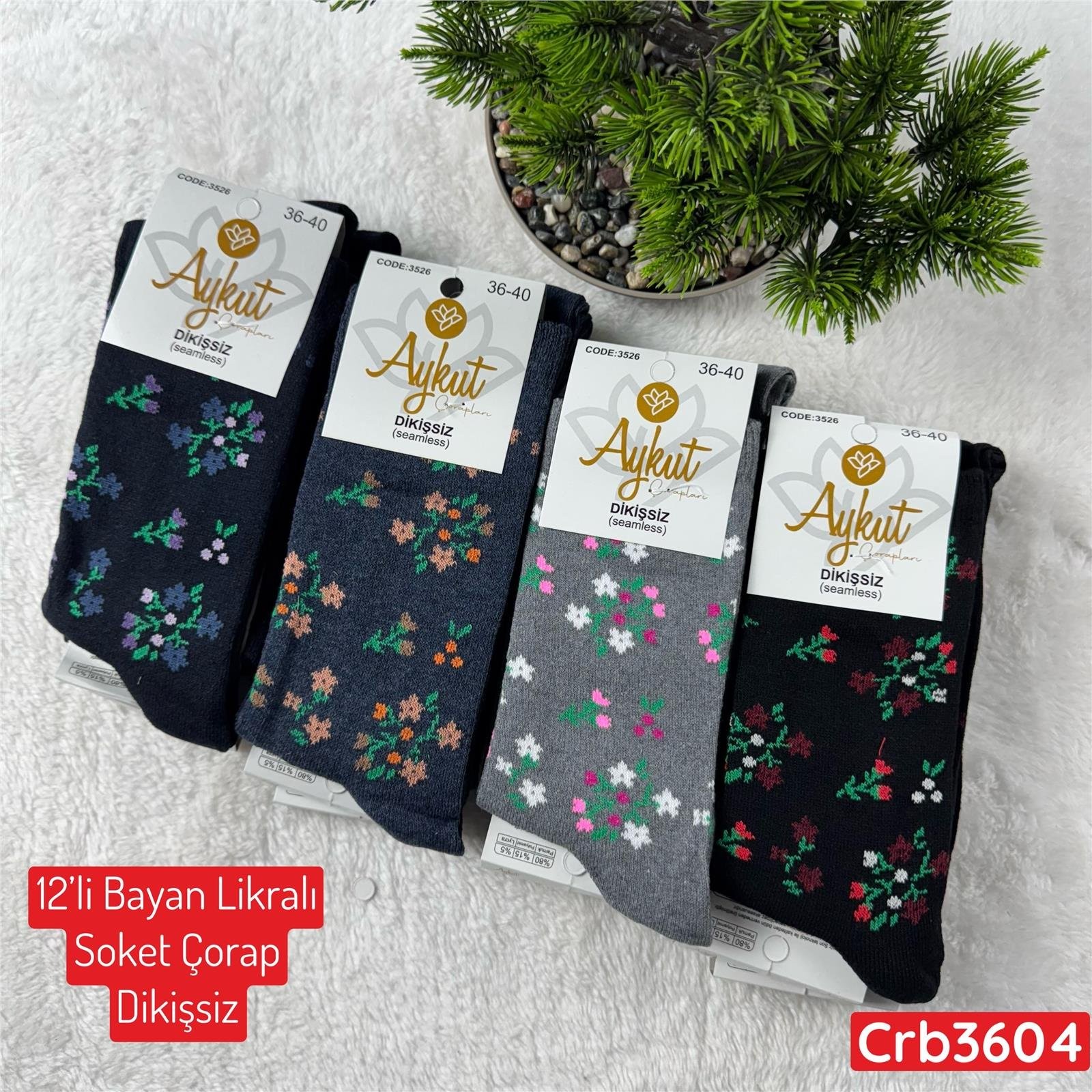 ZV-315 Bayan Likralı Soket Çorap (Dikişsiz) 12 ADET