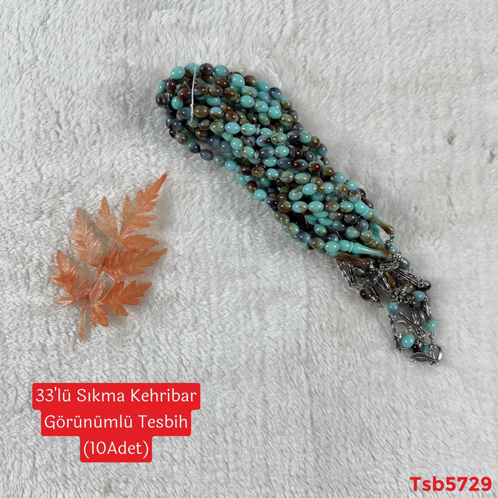 ZZ-159 33'lü Kehribar Görünümlü Tesbih (10 ADET)