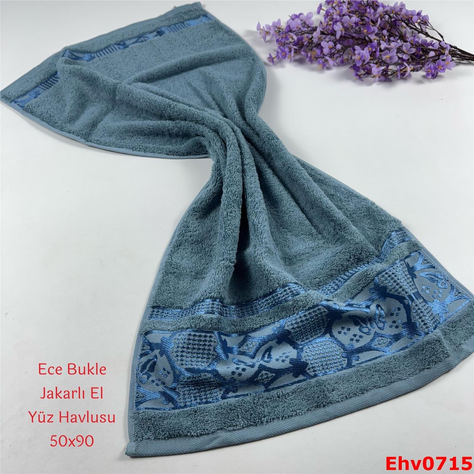 ZG-048 50*90 Ece Bukle Jakarlı El Yüz Havlusu