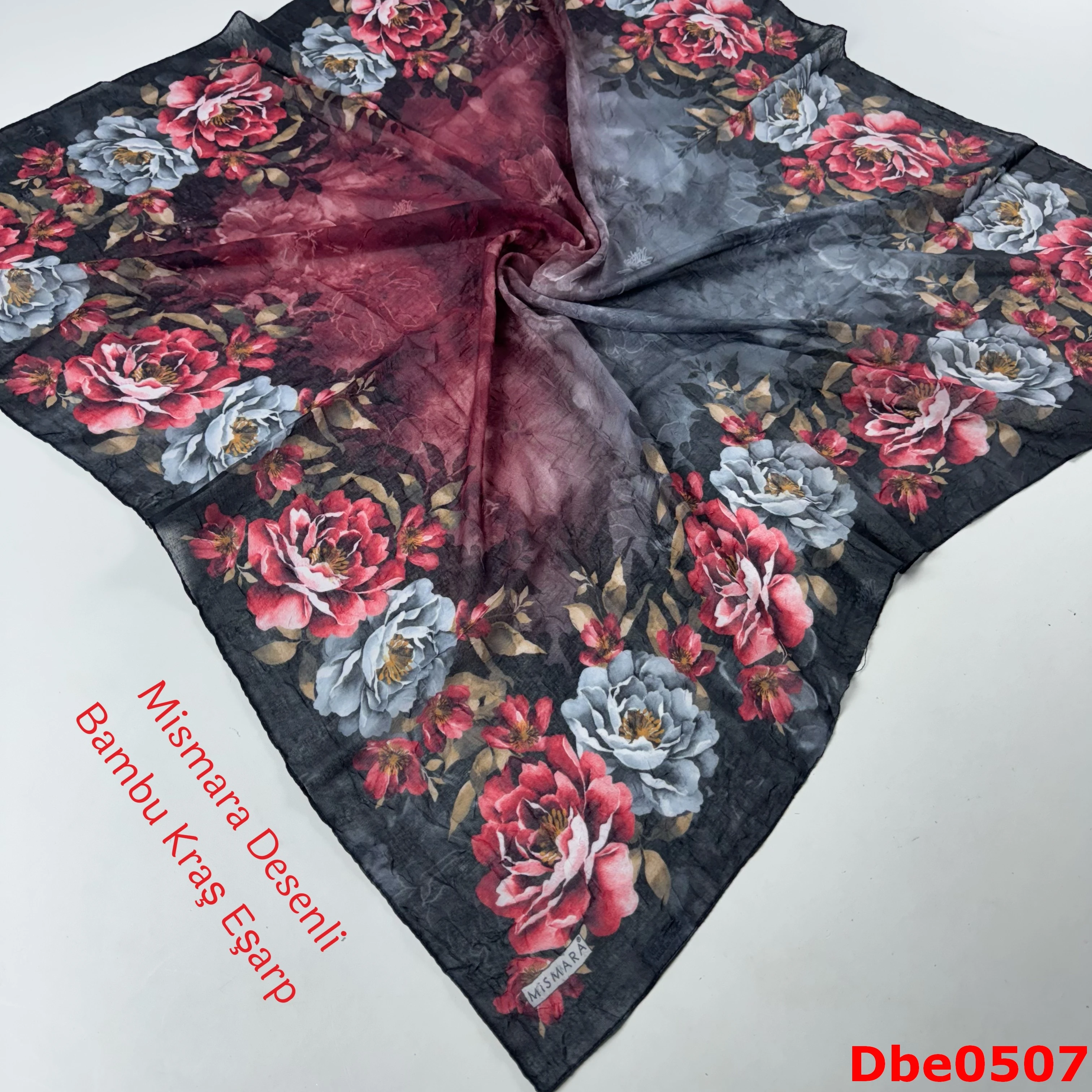 P-024 Mismara Desenli Bambu Kraş Eşarp