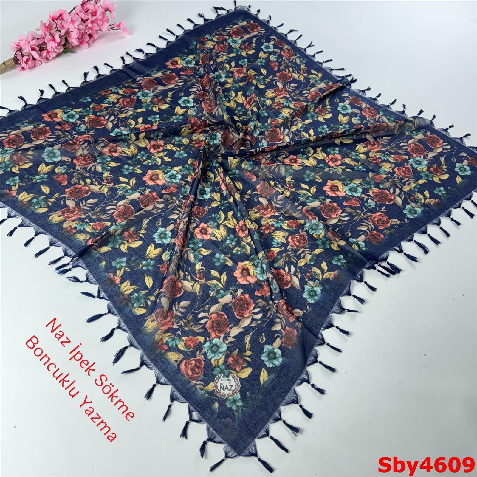 L-201 Naz İpek Sökme Boncuklu Yazma