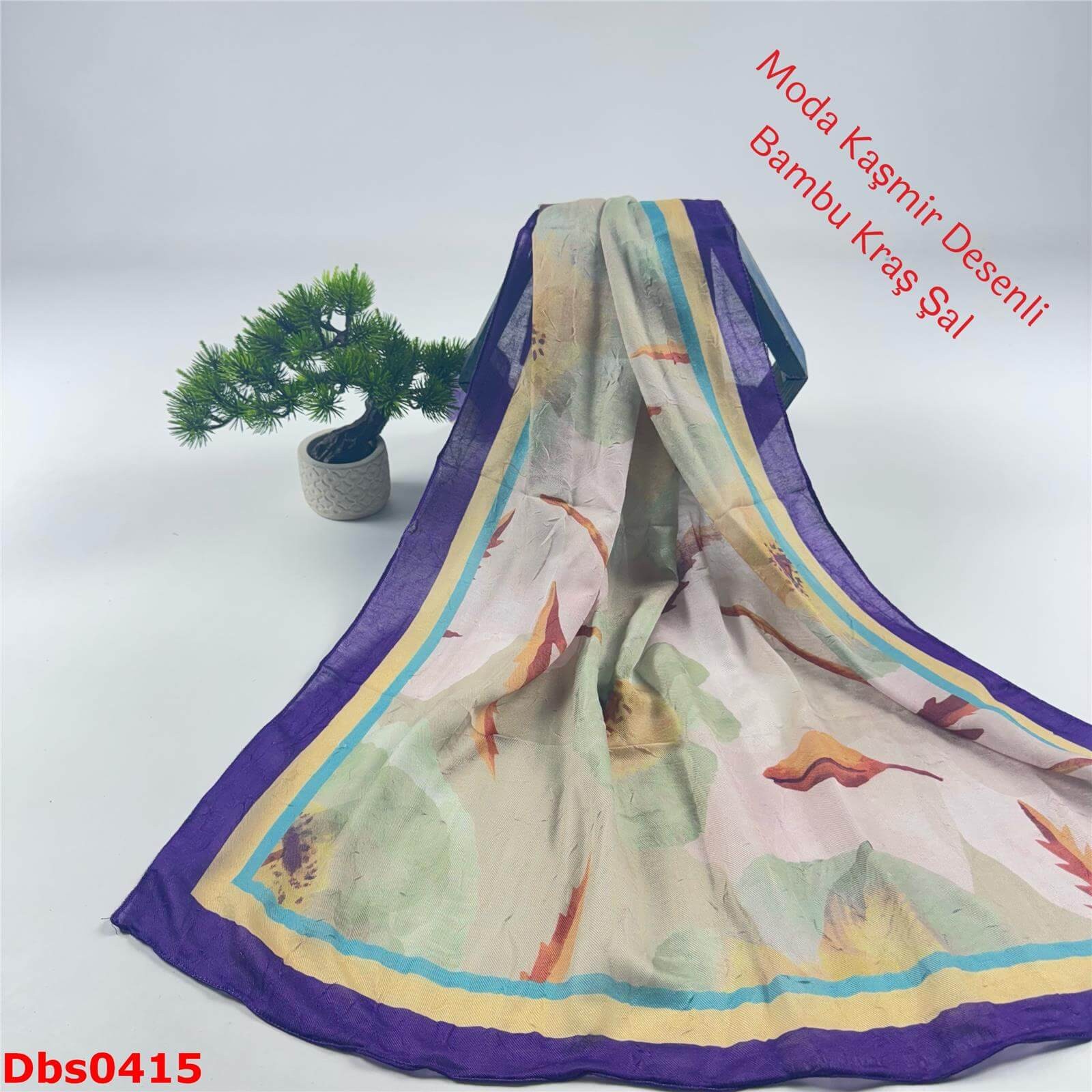 K-198  Moda Kaşmir Desenli Bambu Kraş Şal