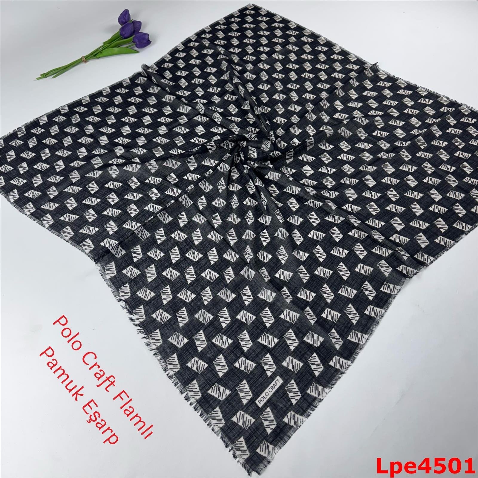 N-122 Polo Craft Flamlı Pamuk Eşarp