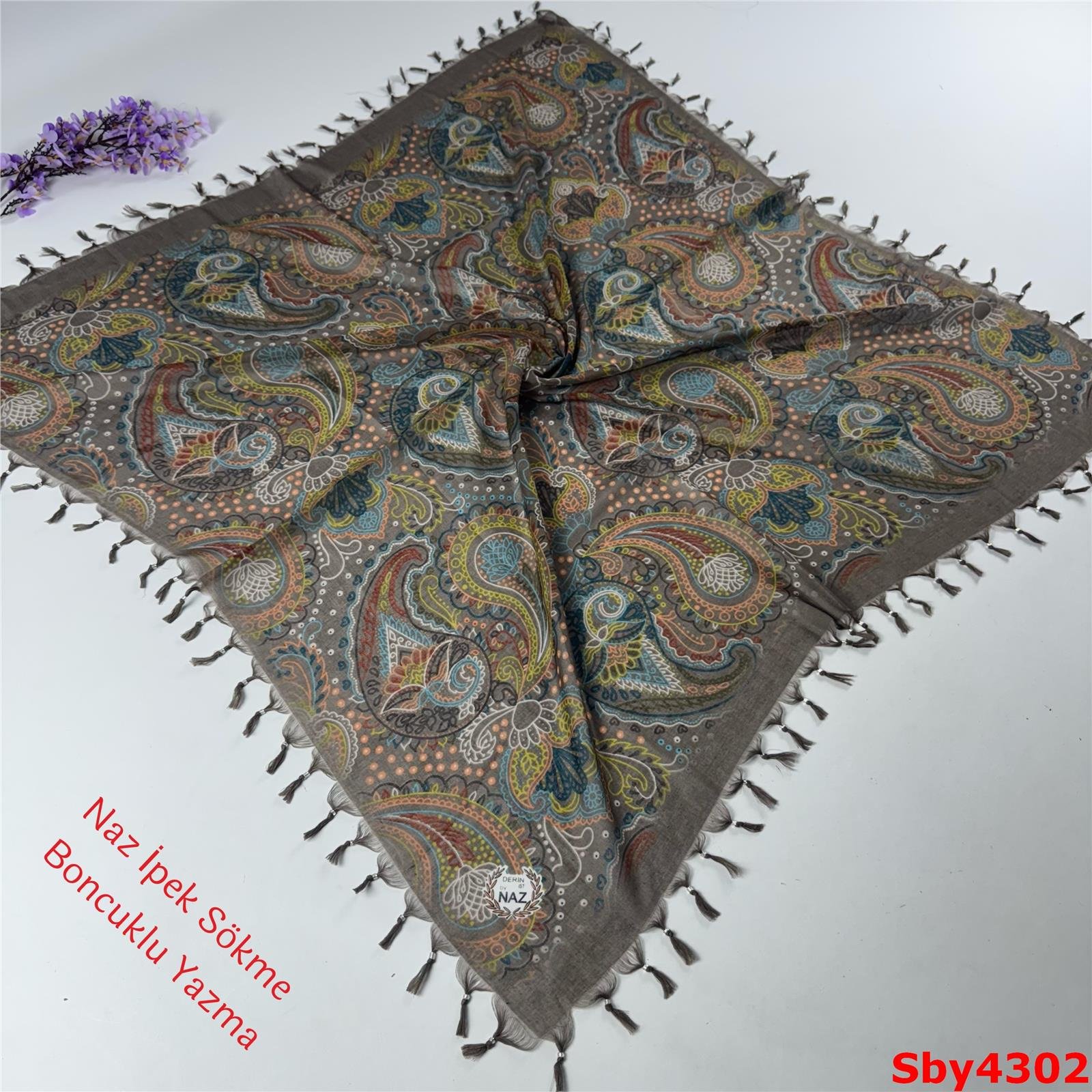 L-148 Naz İpek Sökme Boncuklu Yazma