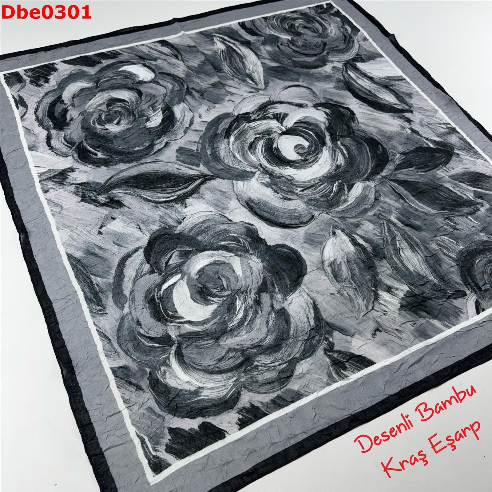 R-073 Desenli Bambu Kraş Eşarp