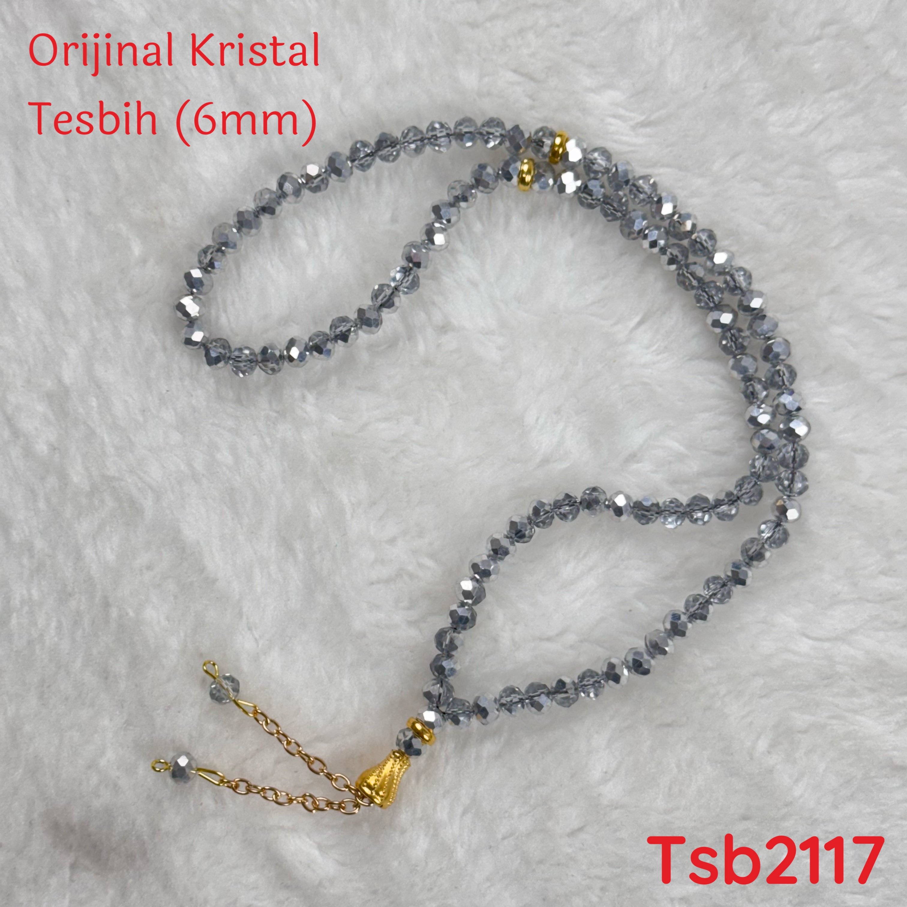 V-297 Orijinal Kristal Tesbih 6mm