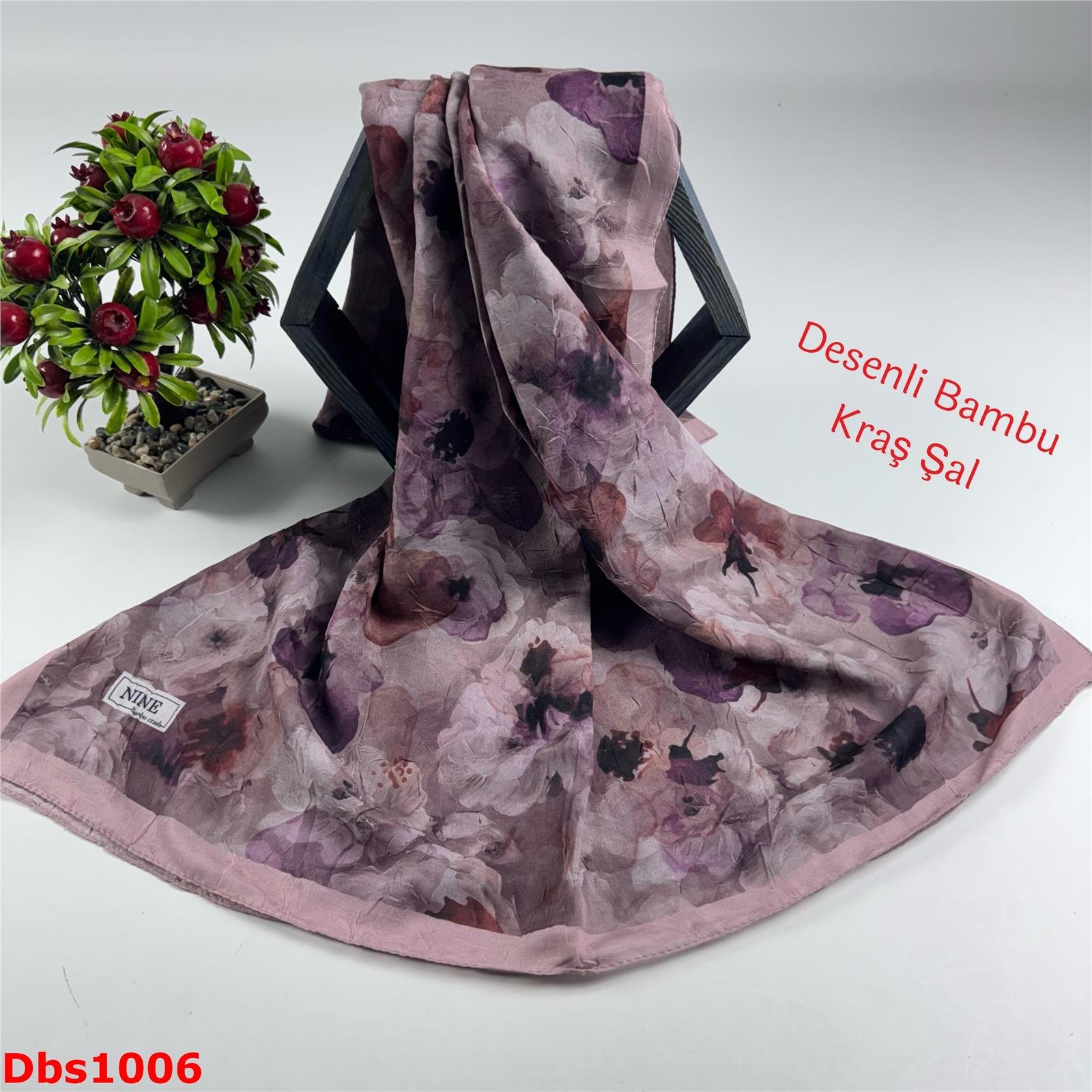 ZA-076 Nine Desenli Bambu Kraş Şal