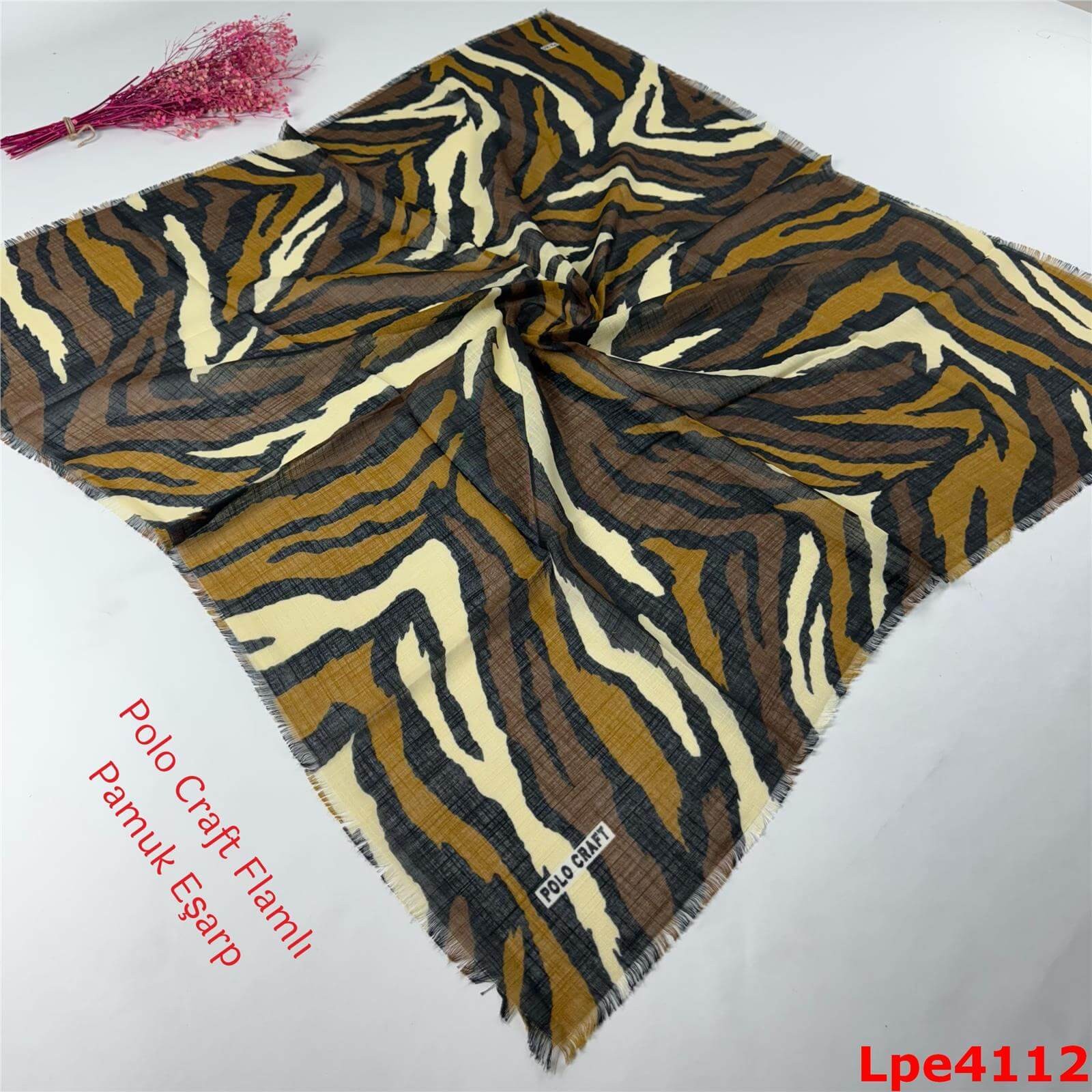O-065 Polo Craft Flamlı Pamuk Eşarp