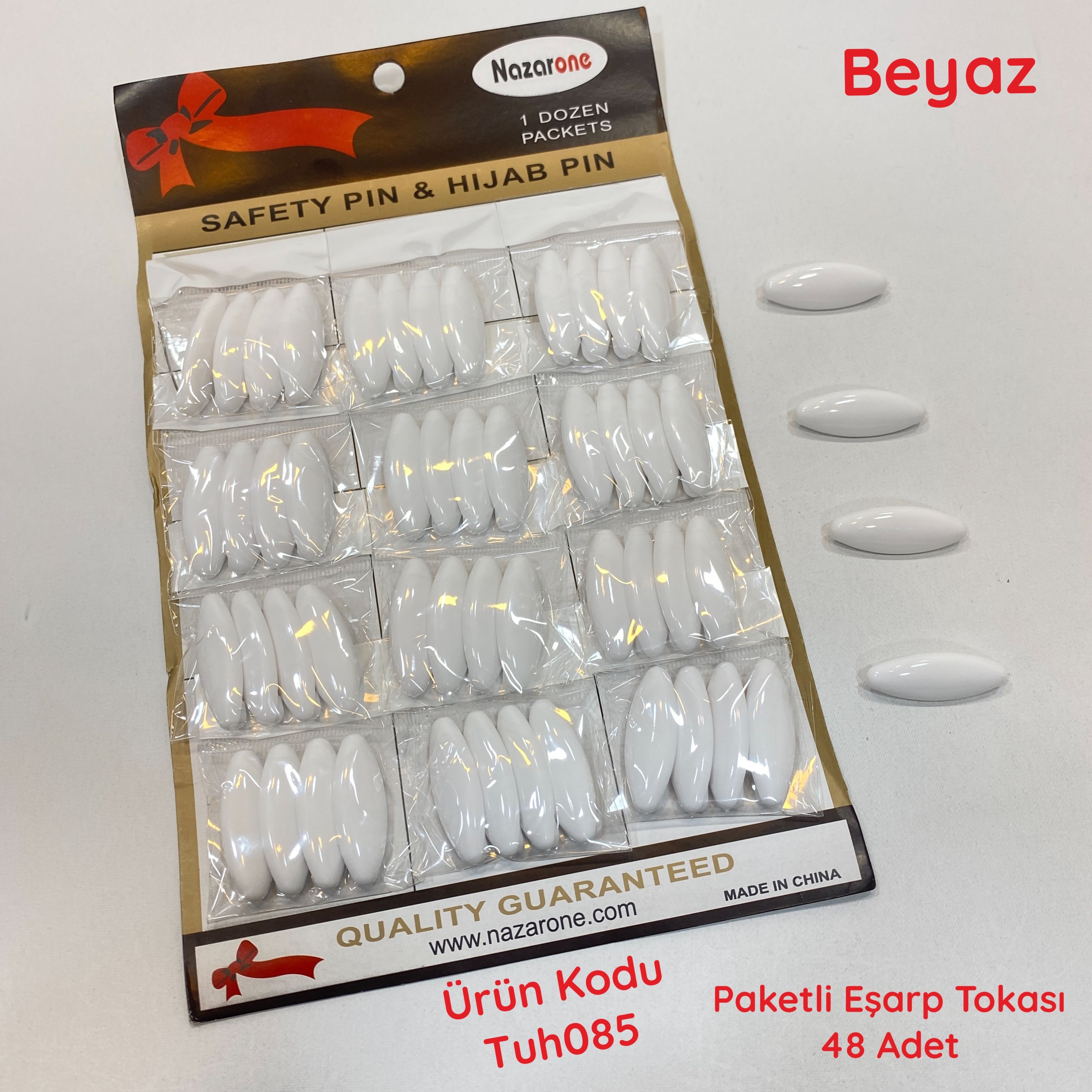 S-068 Paketli Eşarp Tokası 48ad Beyaz