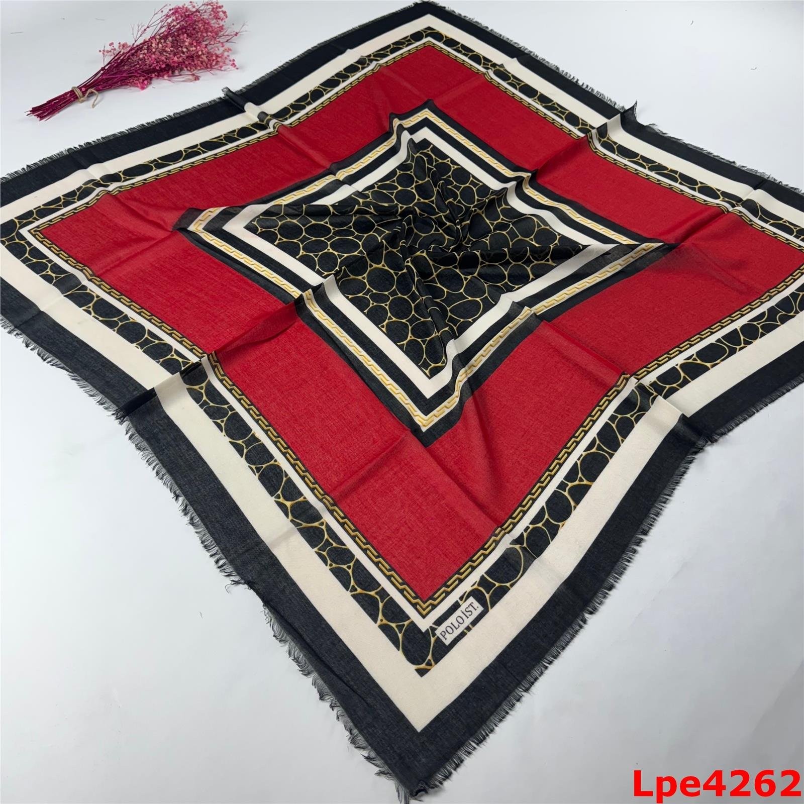 L-062 Flamlı Pamuk Eşarp