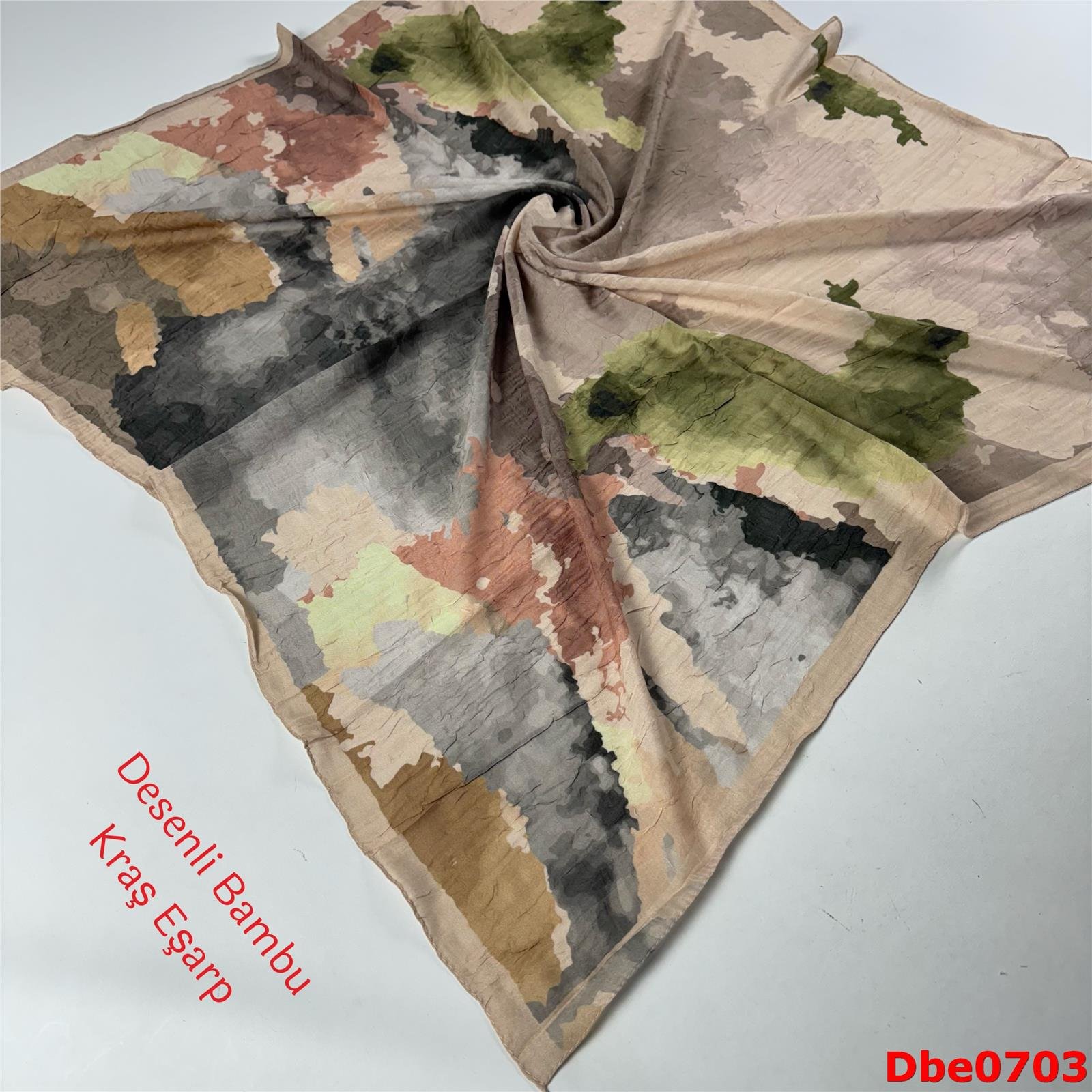 P-087 Desenli Bambu Kraş Eşarp