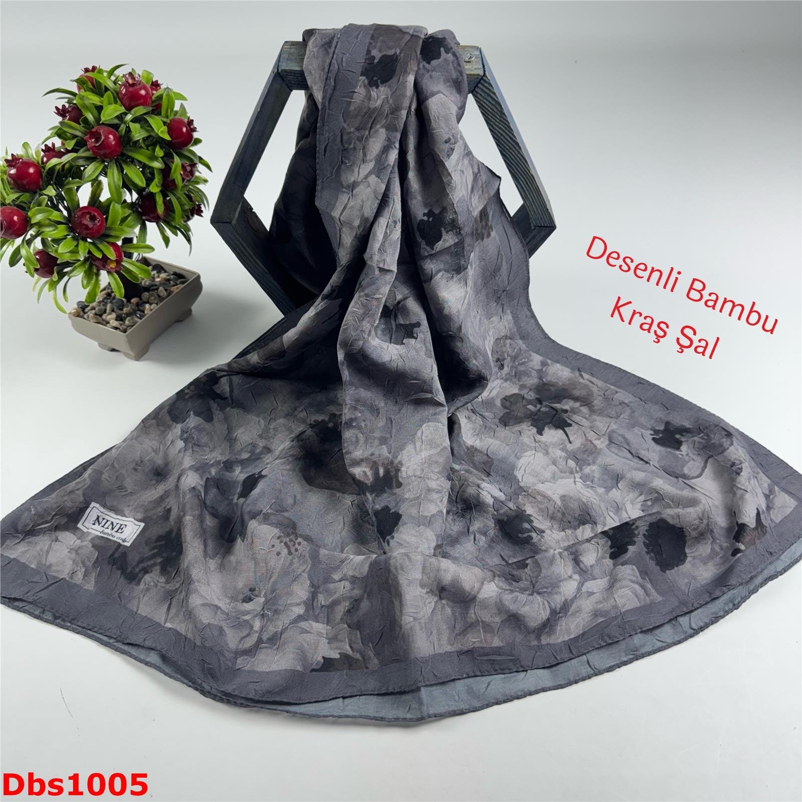 ZA-074 Nine Desenli Bambu Kraş Şal