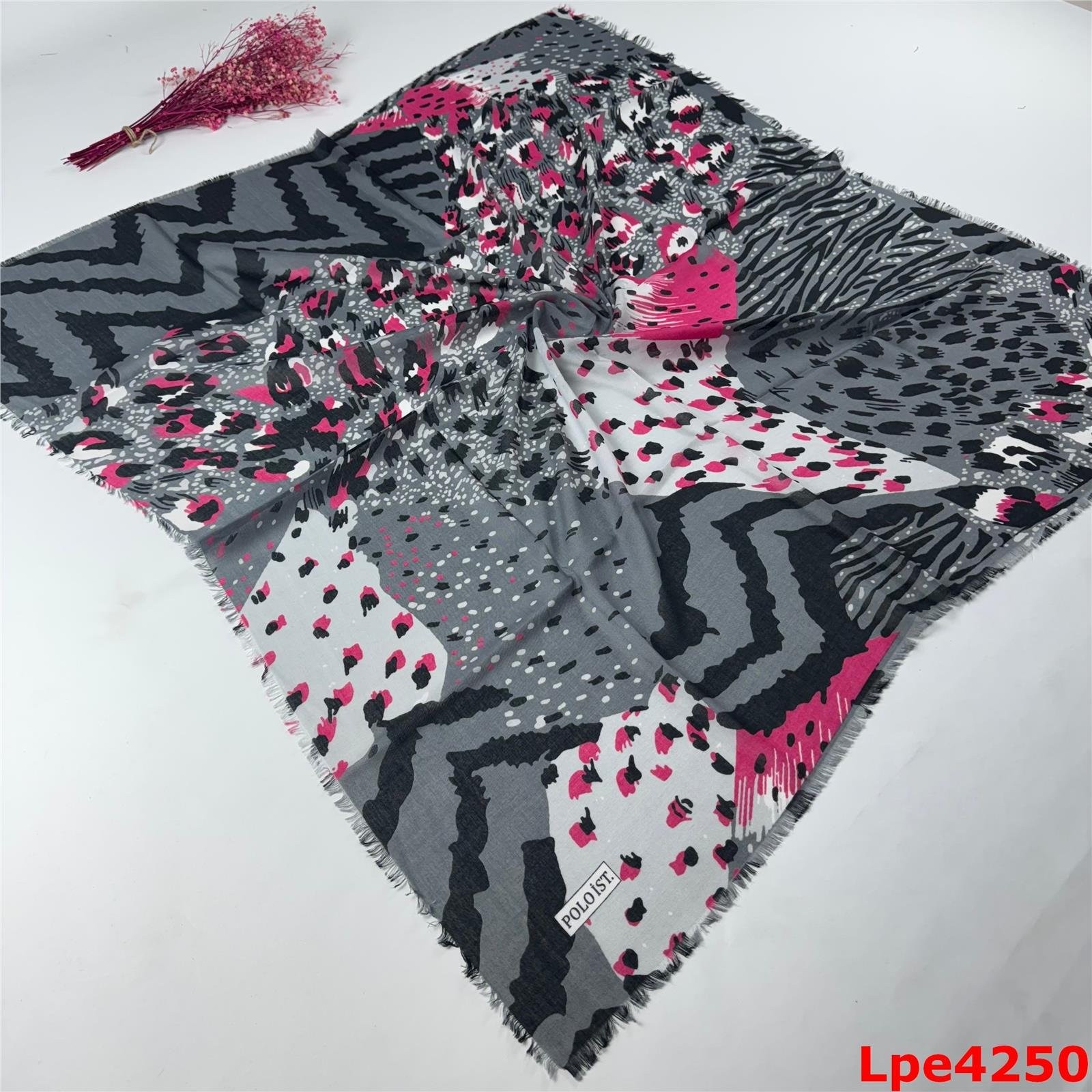 L-050 Flamlı Pamuk Eşarp