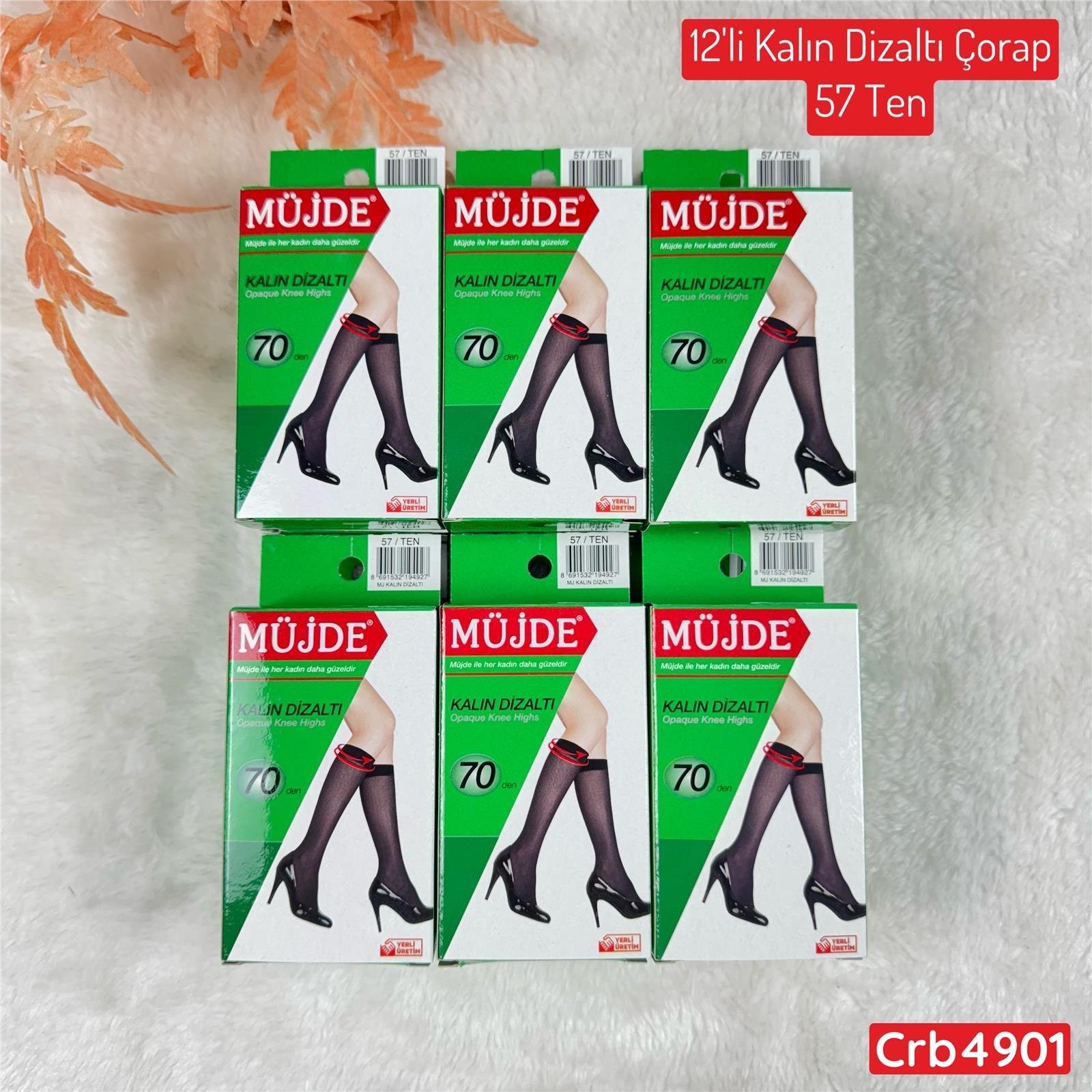 KA-015 12 Adet Kalın Dizaltı Çorap 57 Ten (70 Denye)