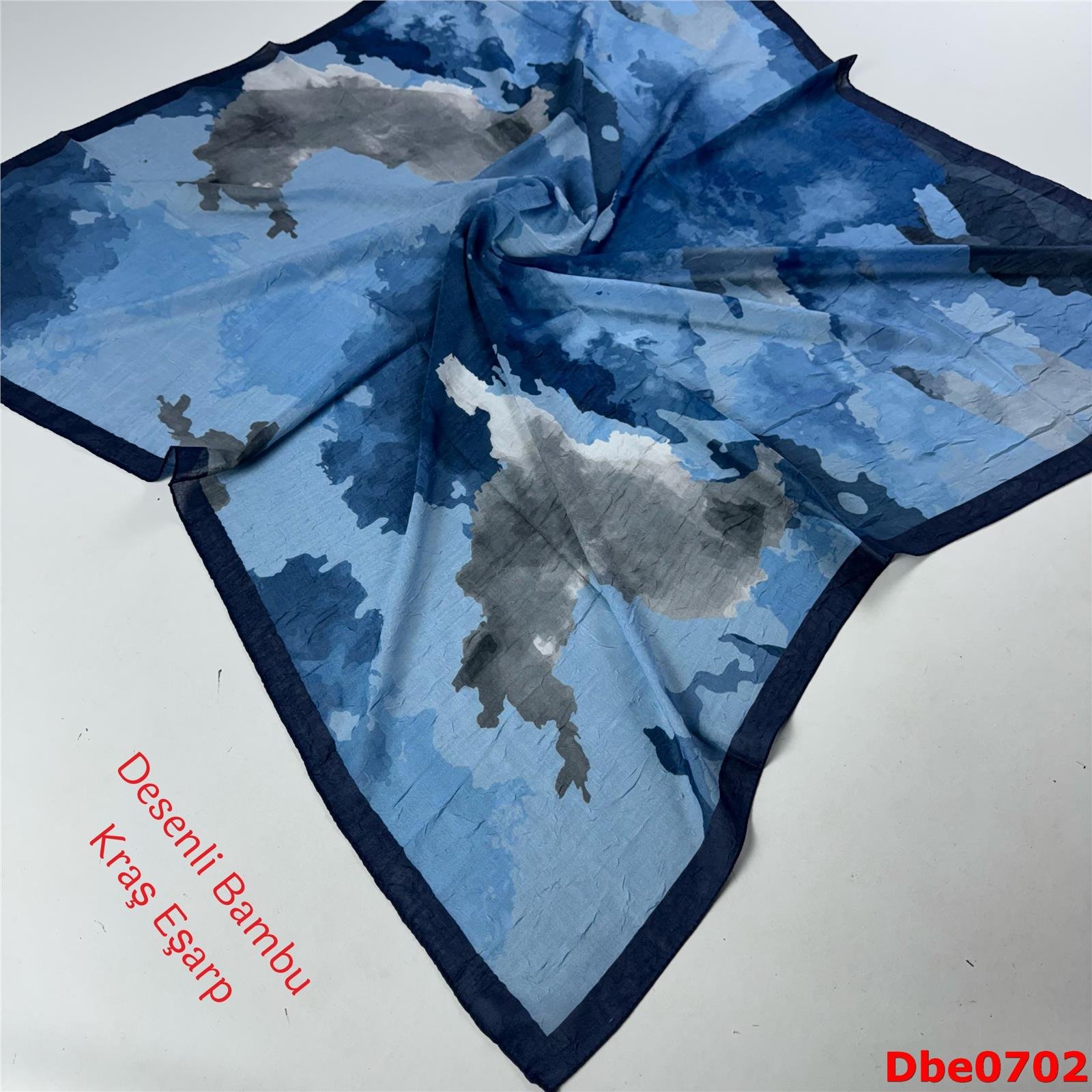 P-082 Desenli Bambu Kraş Eşarp