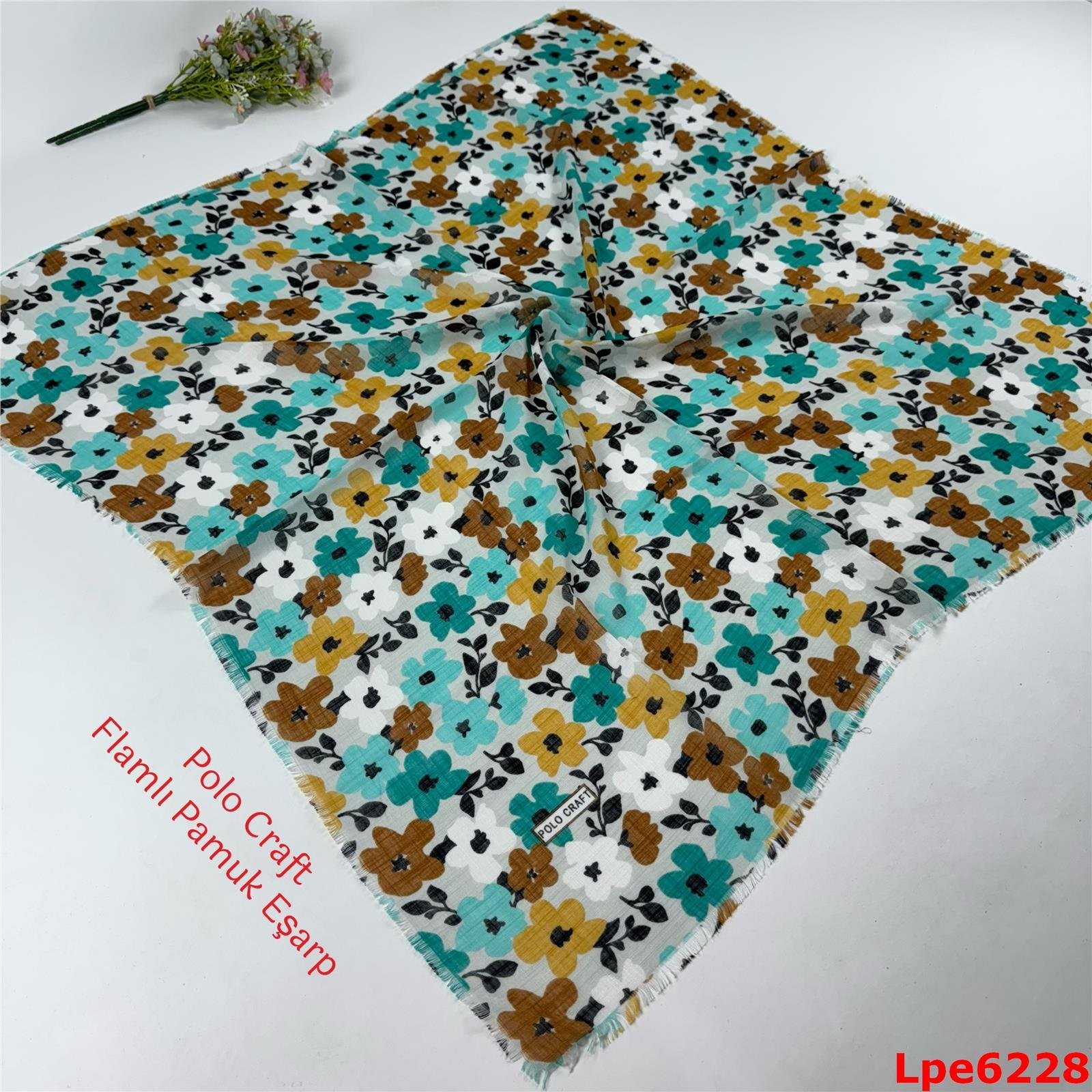 N-065 Polo Craft Flamlı Pamuk Eşarp
