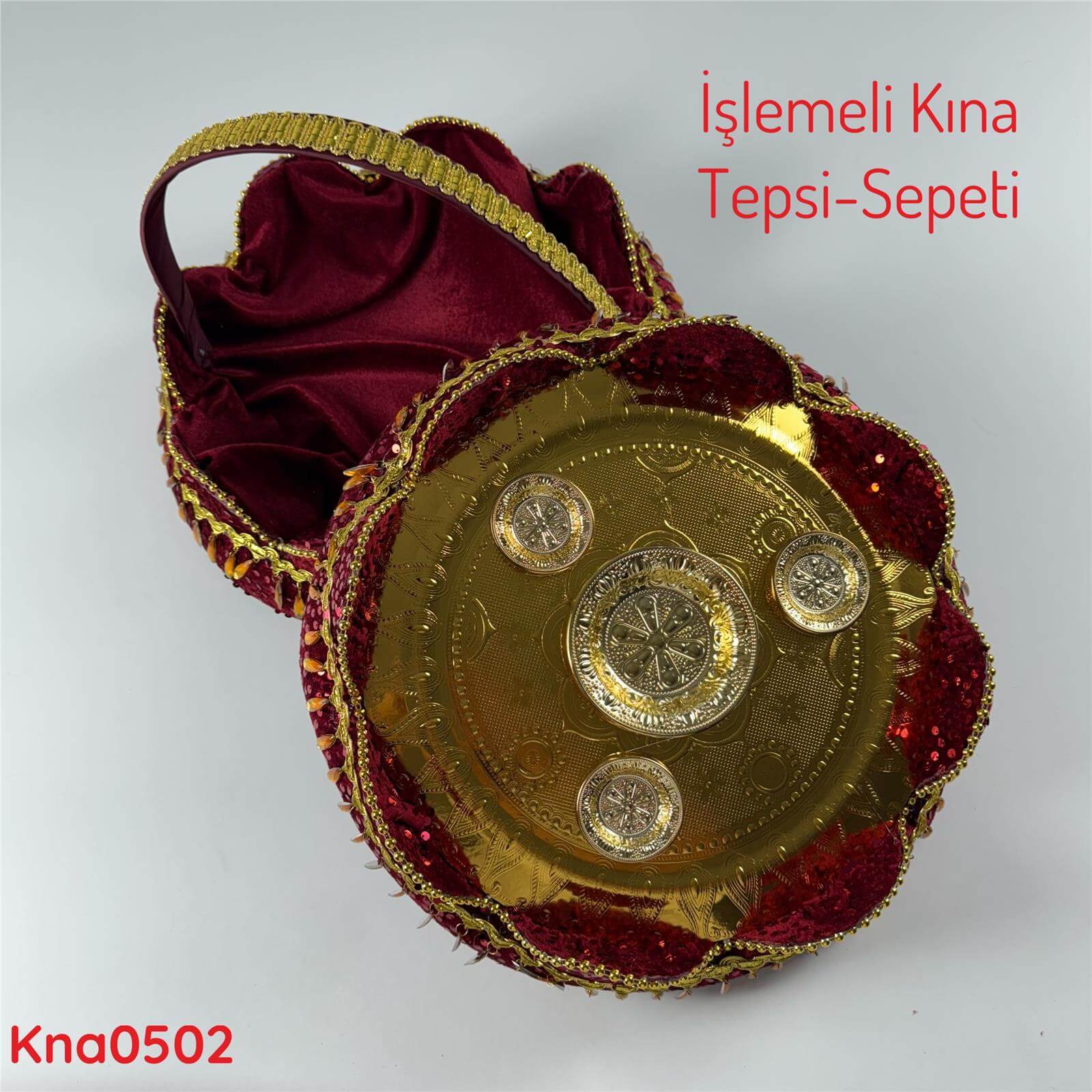 DP-070 İşlemeli Kına Tepsi&Sepeti