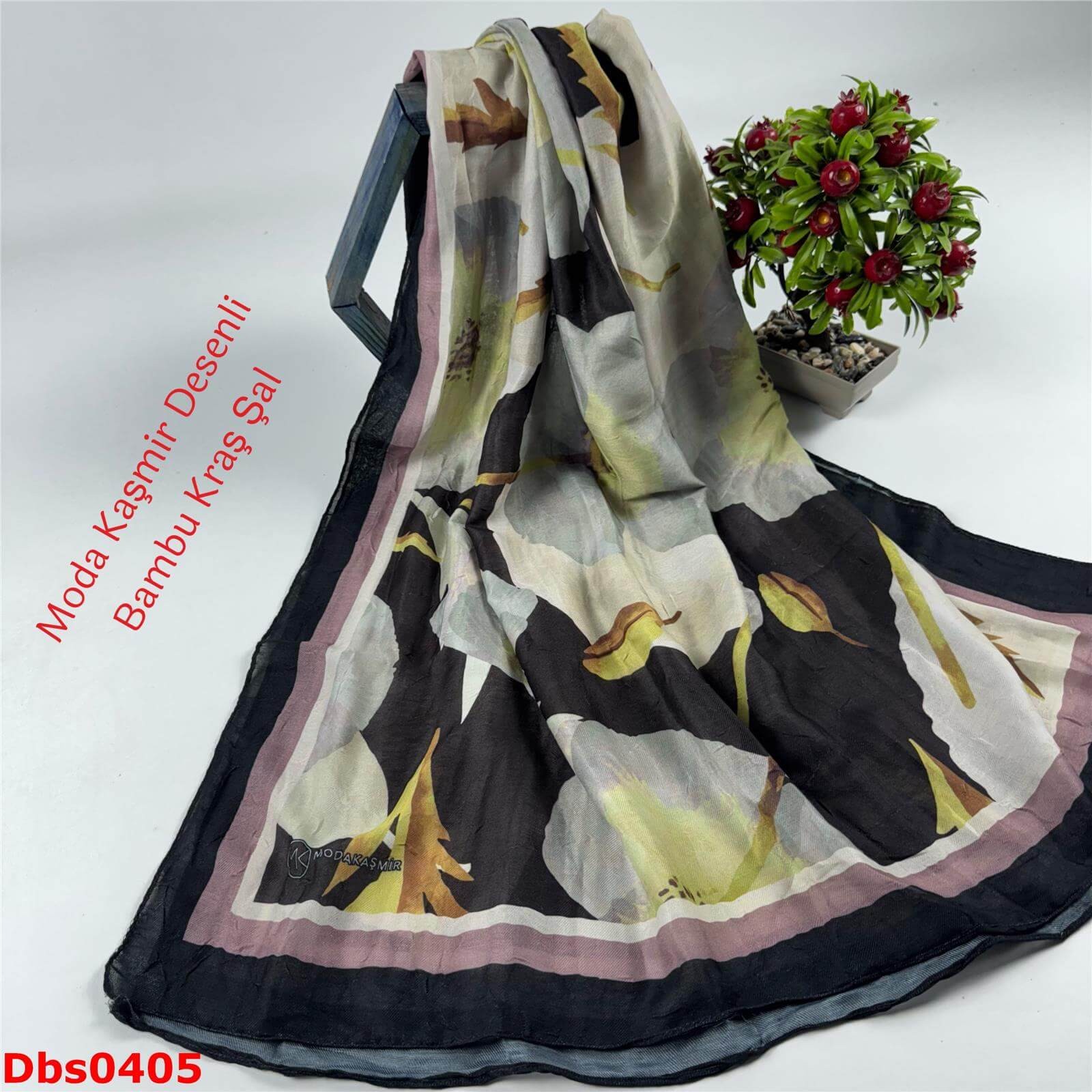 K-183  Moda Kaşmir Desenli Bambu Kraş Şal