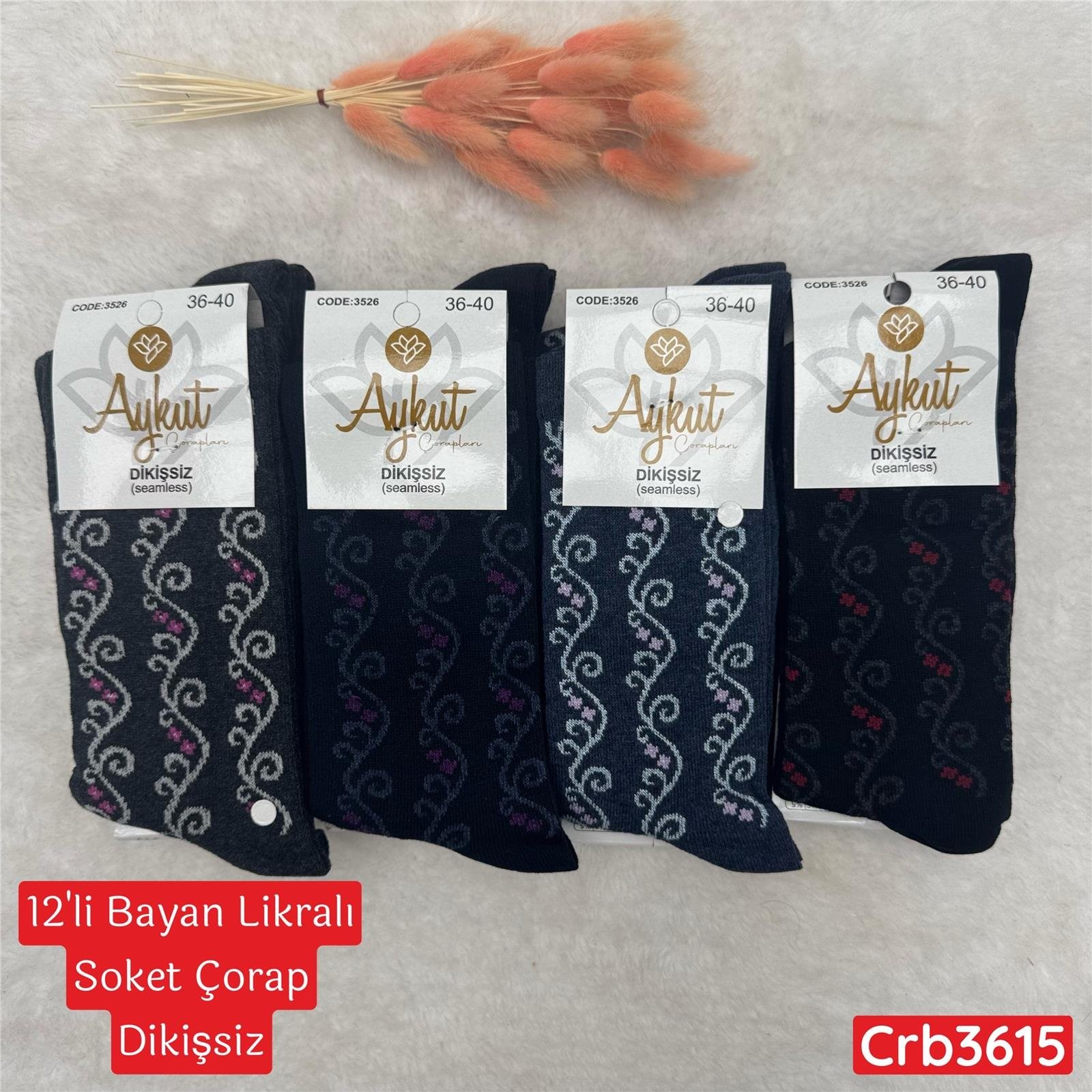 ZV-093 Bayan Likralı Soket Çorap (Dikişsiz) 12 ADET