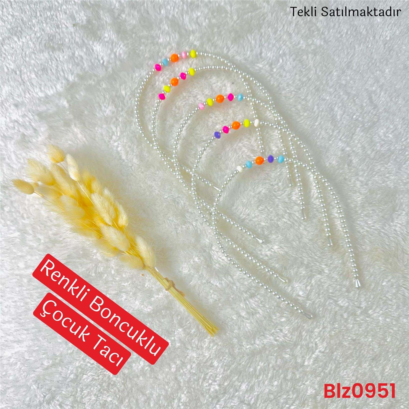 ZC-071  Boncuklu Çocuk Tacı Renkli 1 Adet