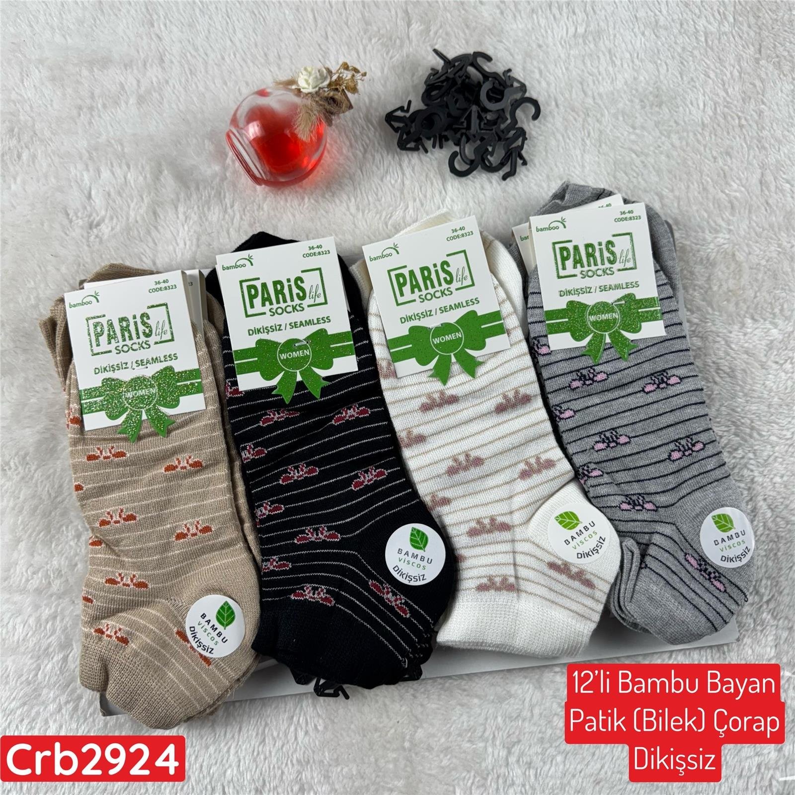 ZP-018 Bambu Bayan Patik(Bilek) Çorap (Dikişsiz) 12 ADET