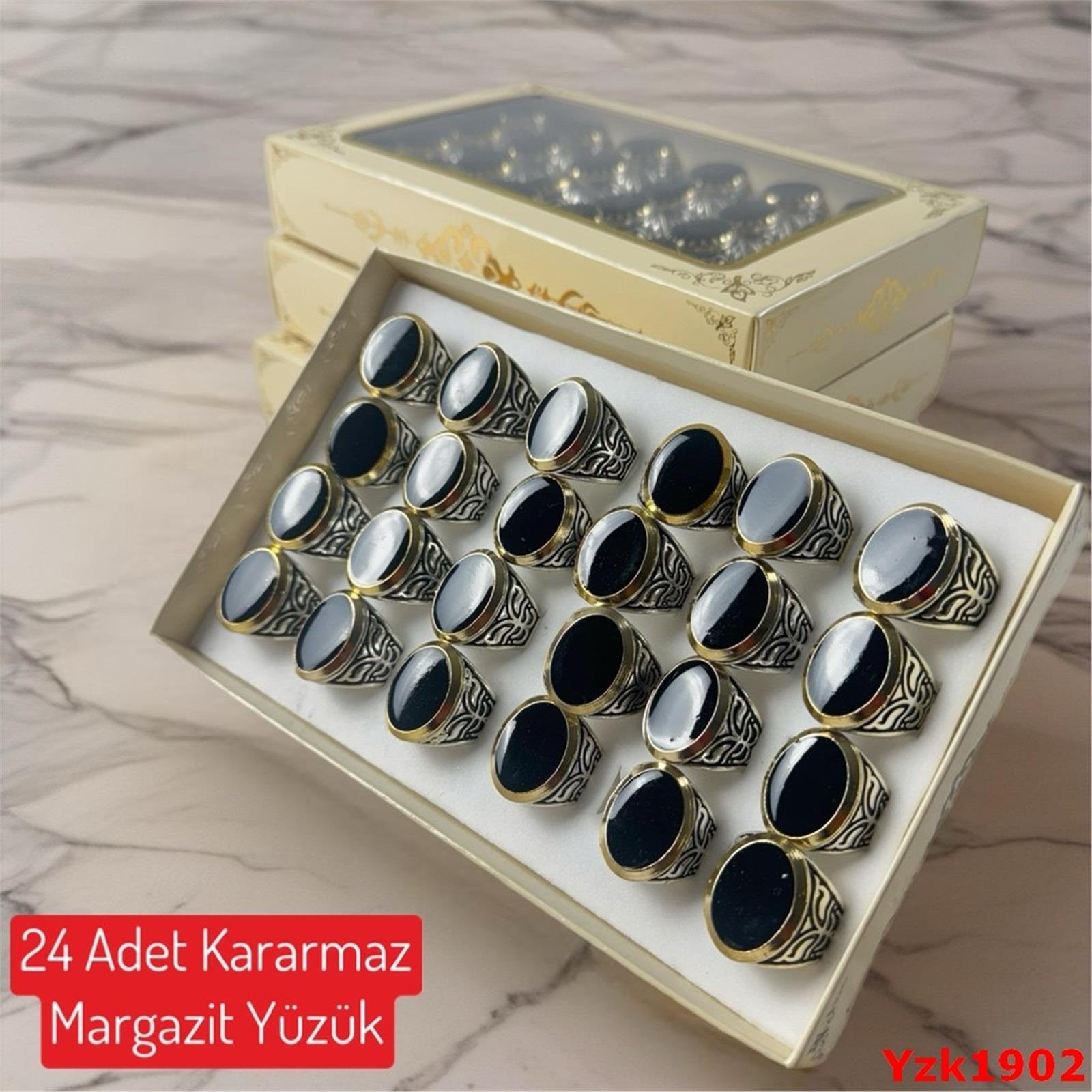 ZN-218 24'lü Kararmaz Margazit Erkek Yüzük